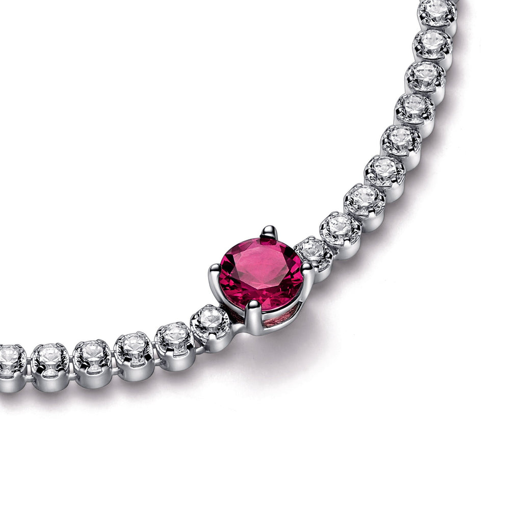 PANDORA Red Sparkling Round Pavé Tennis Bracelet Crystals Weddings Bracelets Chain Bracelet Jewelry Gift