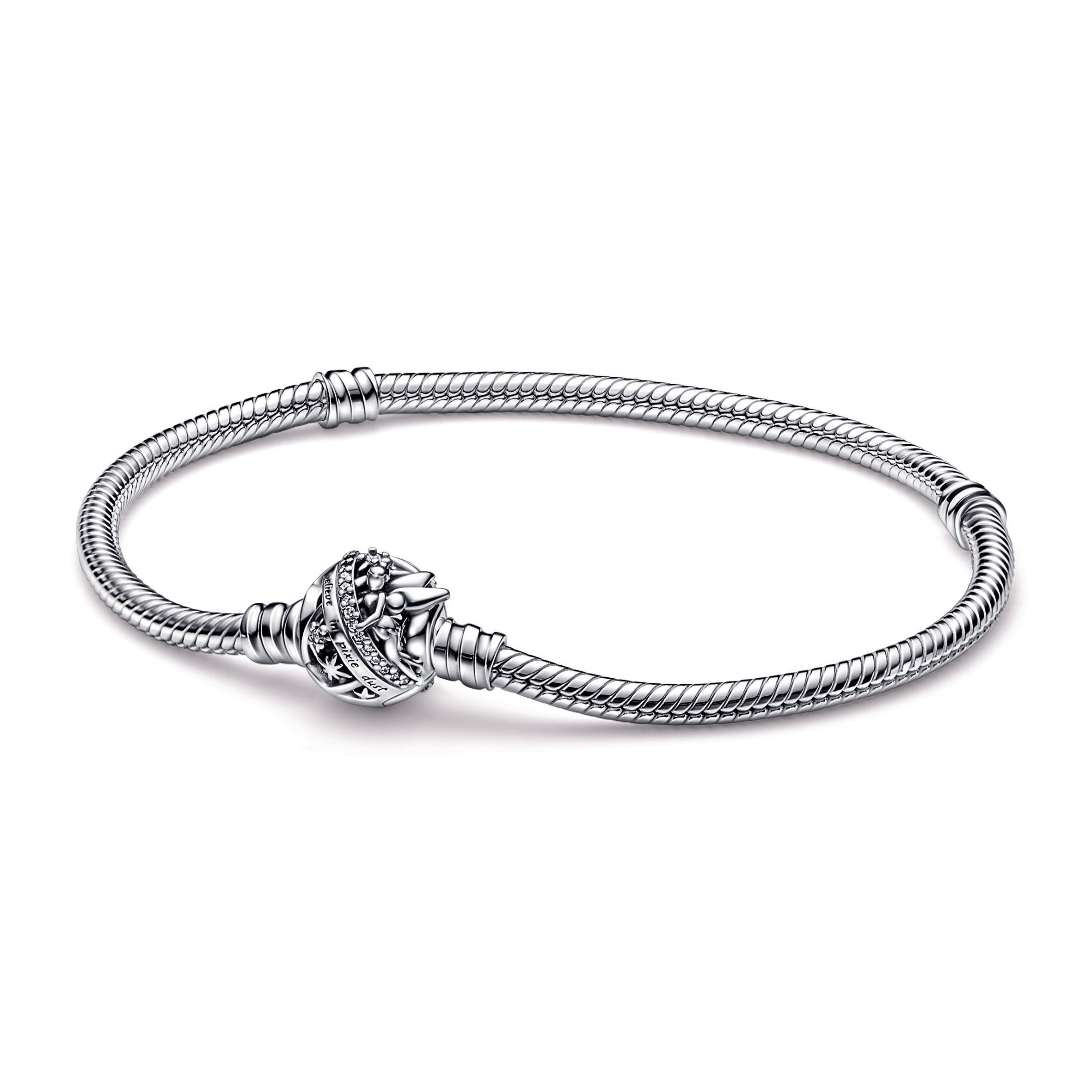 PANDORA Disney Tinker Bell Clasp Moments Snake Chain Bracelet Sterling Silver Bracelets Jewelry Gift