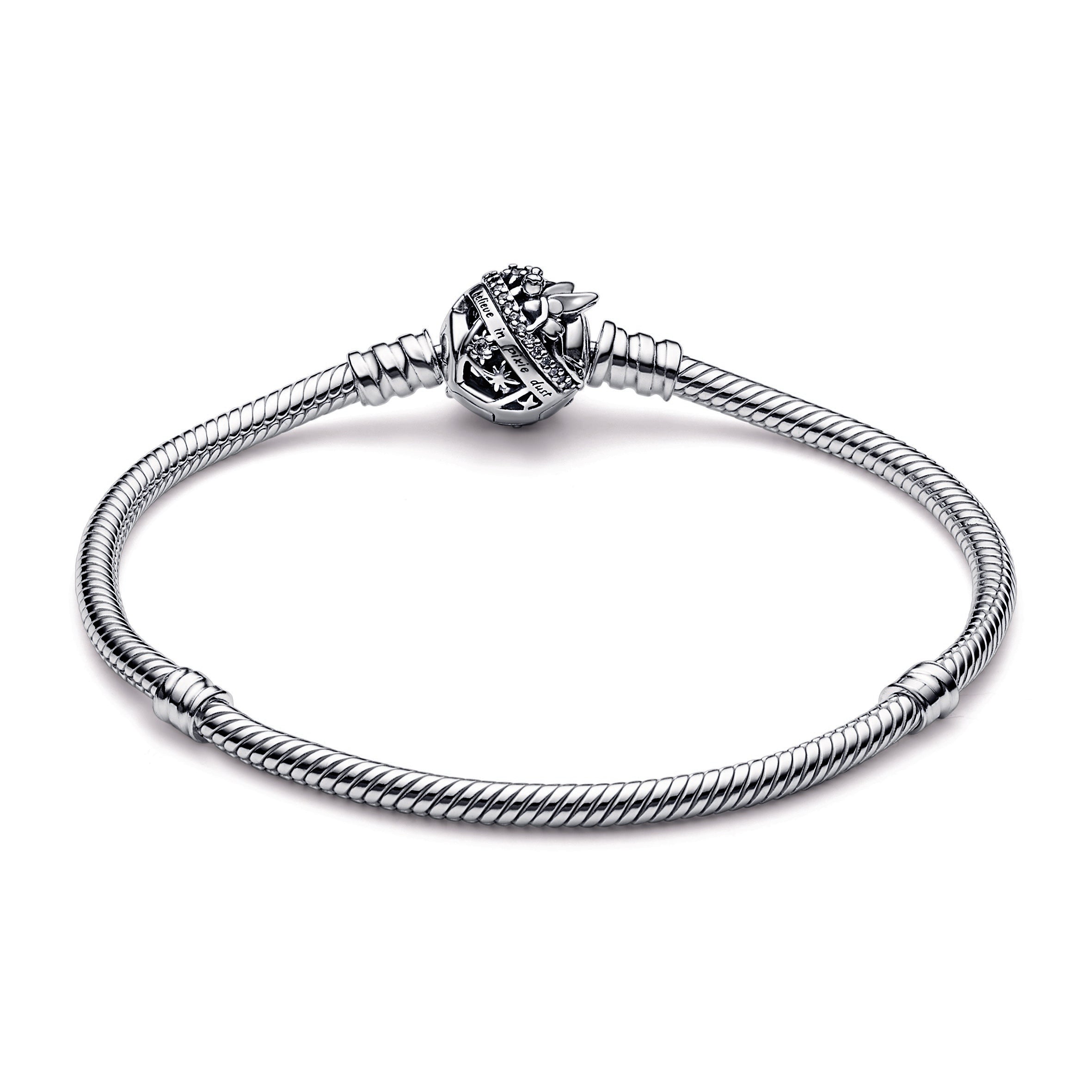 PANDORA Disney Tinker Bell Clasp Moments Snake Chain Bracelet Sterling Silver Bracelets Jewelry Gift