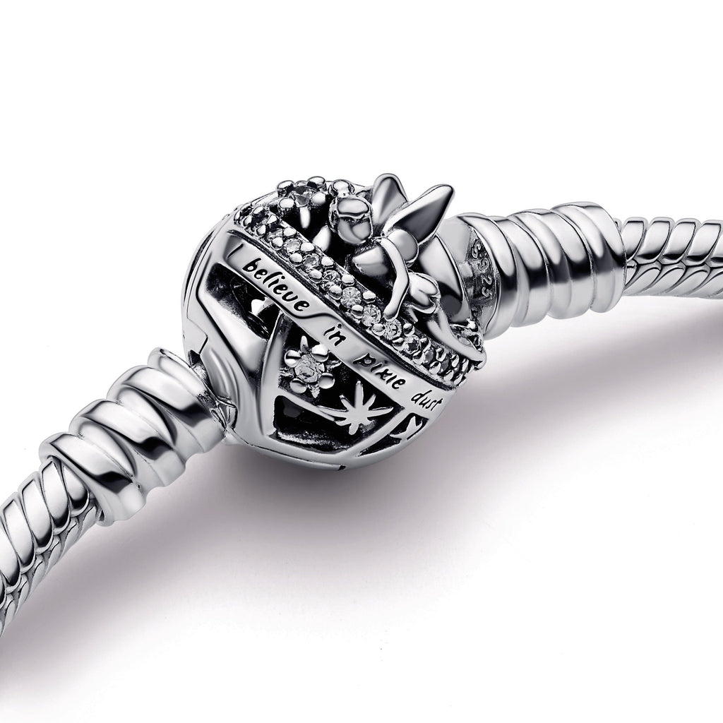 PANDORA Disney Tinker Bell Clasp Moments Snake Chain Bracelet Sterling Silver Bracelets Jewelry Gift