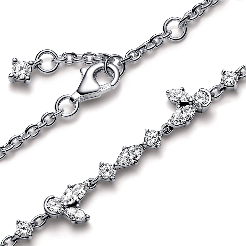 PANDORA Sparkling Herbarium Cluster Chain Bracelet Cubic Zirconia Silver Weddings Bracelets Jewelry Gift