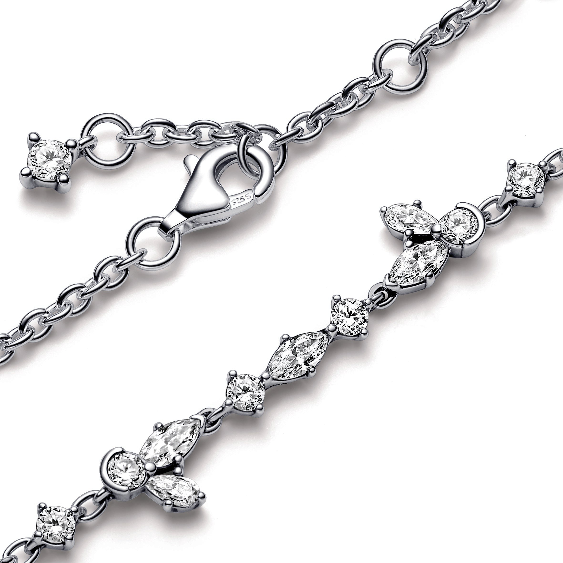 PANDORA Sparkling Herbarium Cluster Chain Bracelet Cubic Zirconia Silver Weddings Bracelets Jewelry Gift