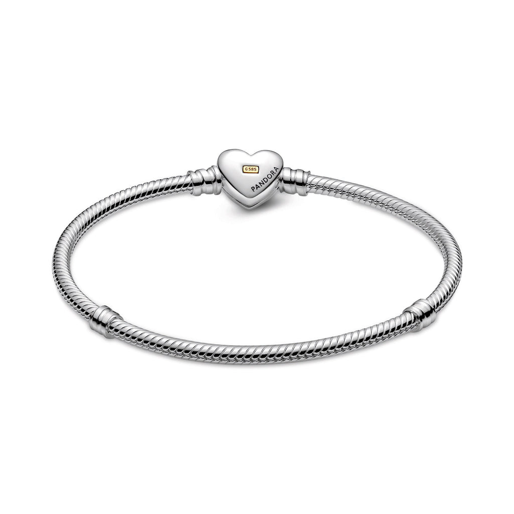 PANDORA Domed Golden Heart Clasp Snake Chain Bracelet 14K Gold Bracelets Jewelry Gift