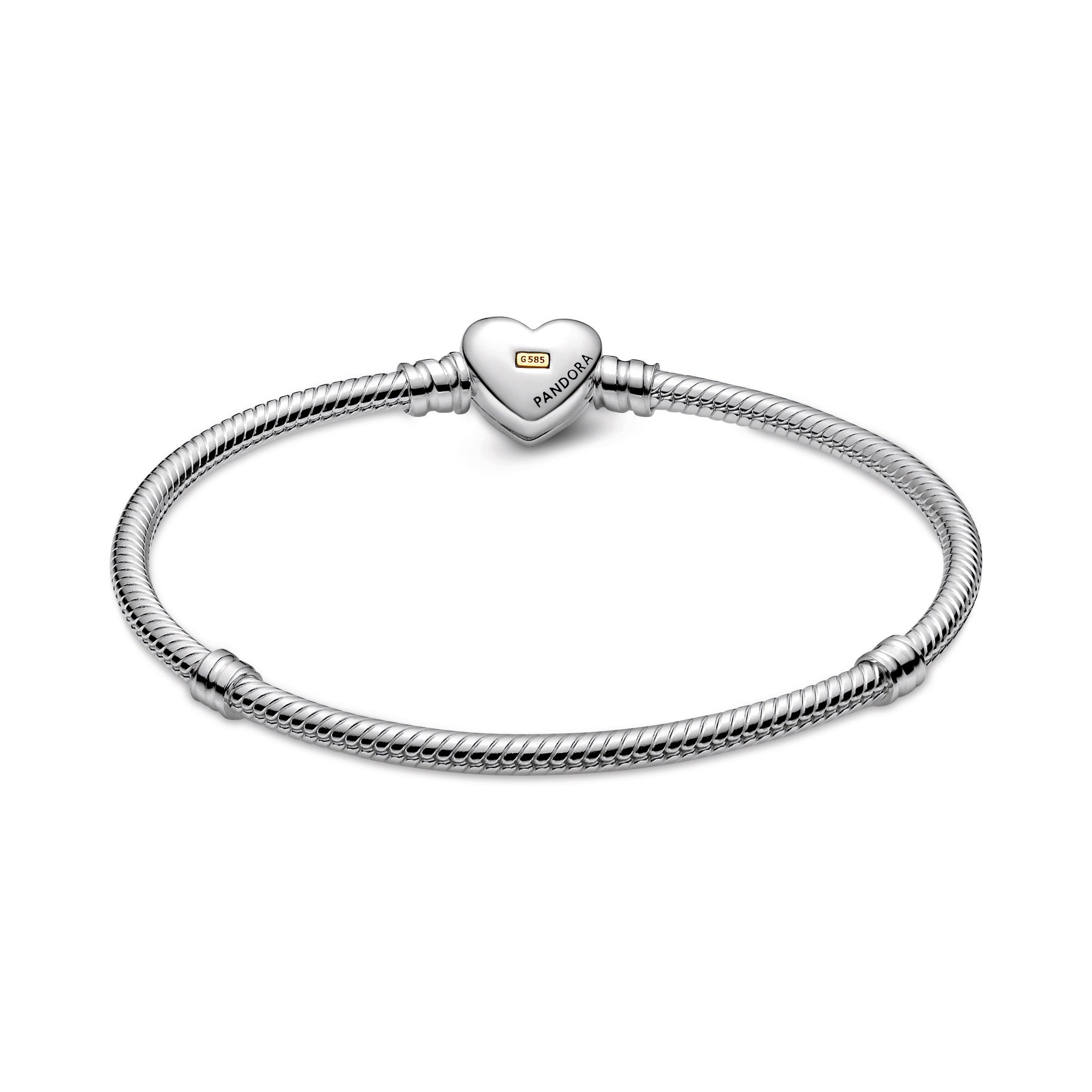 PANDORA Domed Golden Heart Clasp Snake Chain Bracelet 14K Gold Bracelets Jewelry Gift
