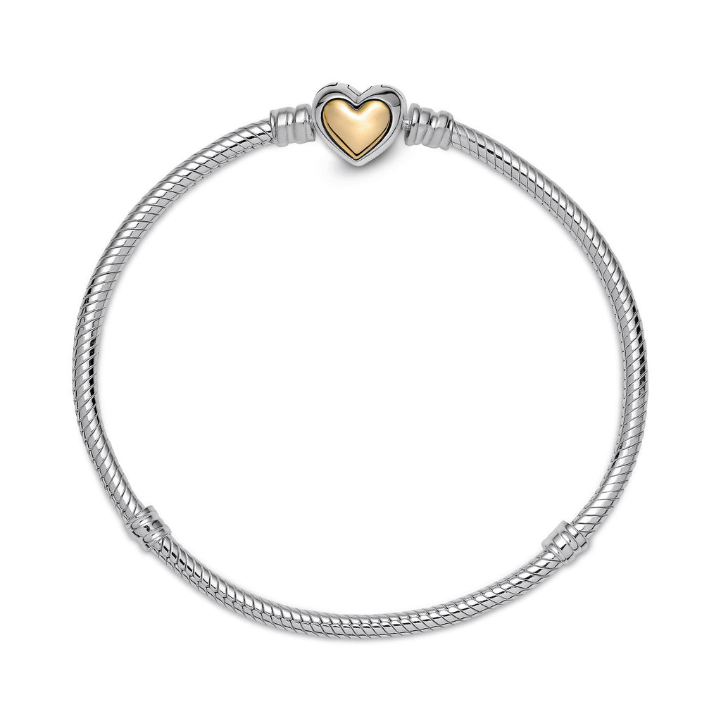 PANDORA Domed Golden Heart Clasp Snake Chain Bracelet 14K Gold Bracelets Jewelry Gift