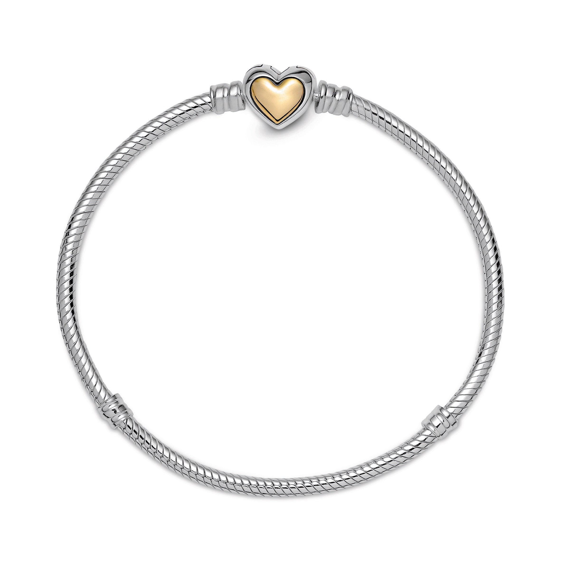 PANDORA Domed Golden Heart Clasp Snake Chain Bracelet 14K Gold Bracelets Jewelry Gift