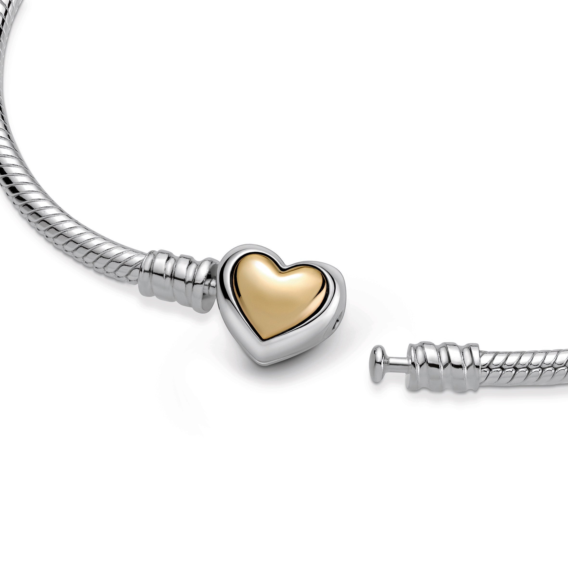 PANDORA Domed Golden Heart Clasp Snake Chain Bracelet 14K Gold Bracelets Jewelry Gift
