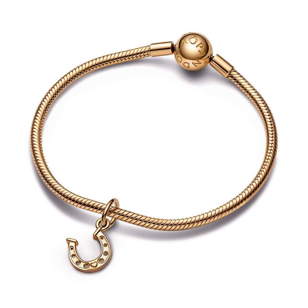 PANDORA Lucky Horseshoe Dangle Charm 14K Gold Charms Bracelet Charm Jewelry Gift