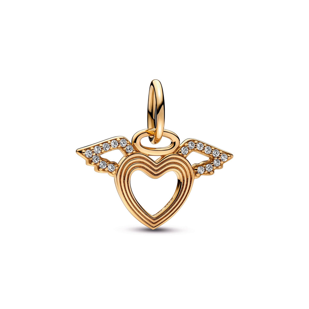 PANDORA Heart And Angel Wings Dangle Charm 14K Gold Charms Bracelet Charm Jewelry Gift