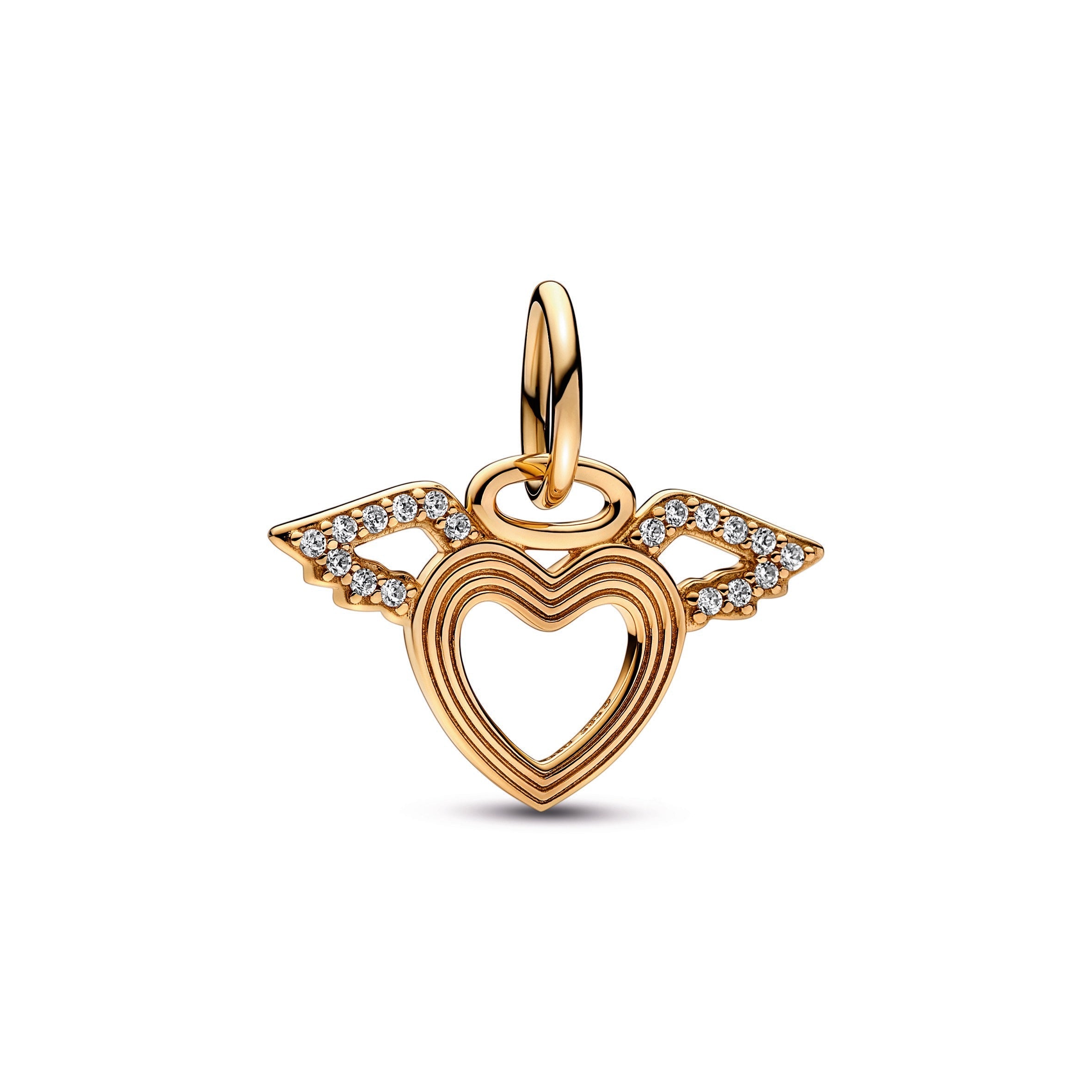 PANDORA Heart And Angel Wings Dangle Charm 14K Gold Charms Bracelet Charm Jewelry Gift