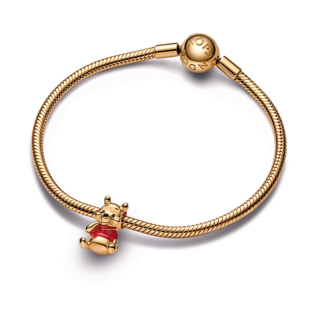 PANDORA Disney Winnie The Pooh Bear Charm 14K Gold Plated Unique Metal Blend Charms Bracelet Charm Jewelry Gift