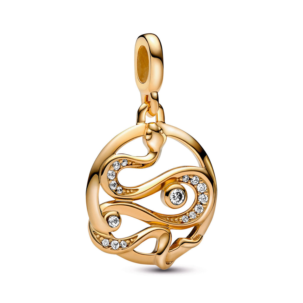 PANDORA ME Pavé Snake Medallion 14K Gold Plated Unique Metal Blend Charms Bracelet Charm Jewelry Gift