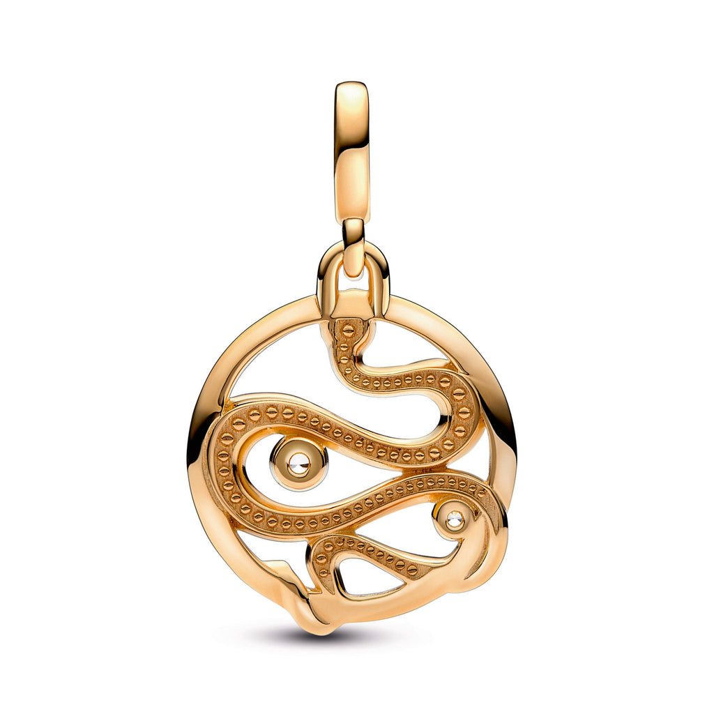 PANDORA ME Pavé Snake Medallion 14K Gold Plated Unique Metal Blend Charms Bracelet Charm Jewelry Gift