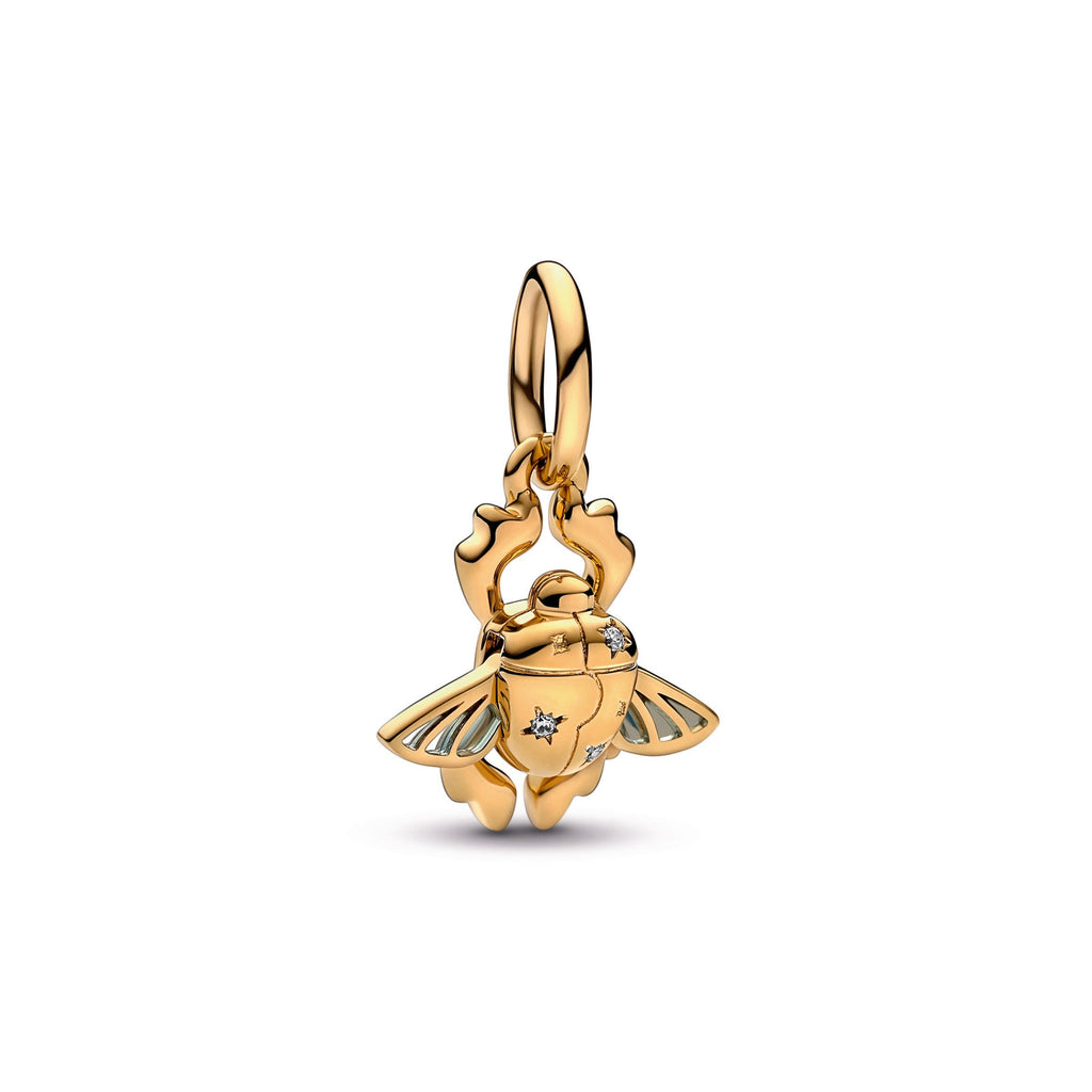 PANDORA Disney Aladdin Scarab Beetle Dangle Charm 14K Gold Plated Unique Metal Blend Charms Bracelet Charm Jewelry Gift