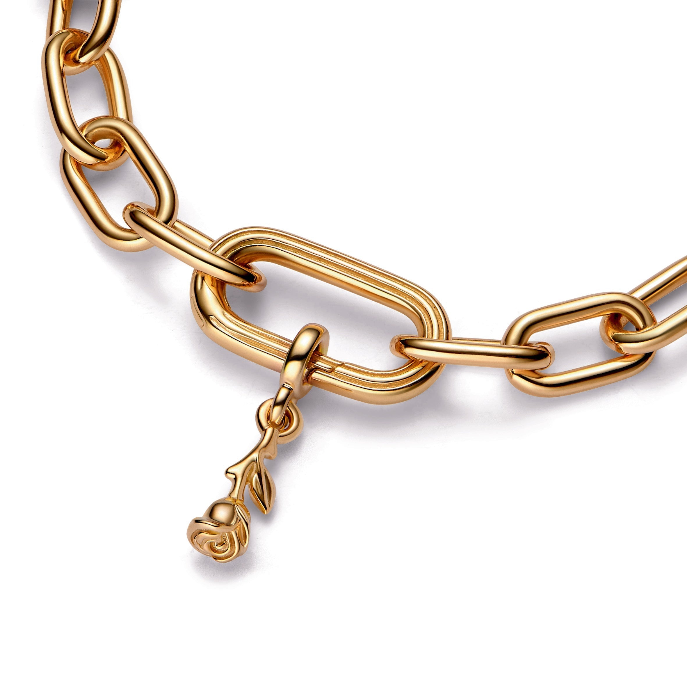 PANDORA ME Romance Rose Mini Dangle 14K Gold Plated Unique Metal Blend Charms Bracelet Charm Jewelry Gift
