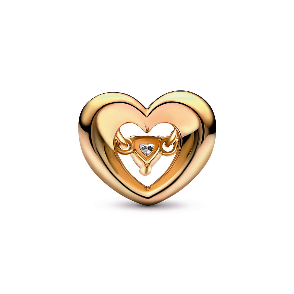 PANDORA Radiant Heart And Floating Stone Charm 14K Gold Plated Unique Metal Blend Charms Bracelet Charm Jewelry Gift