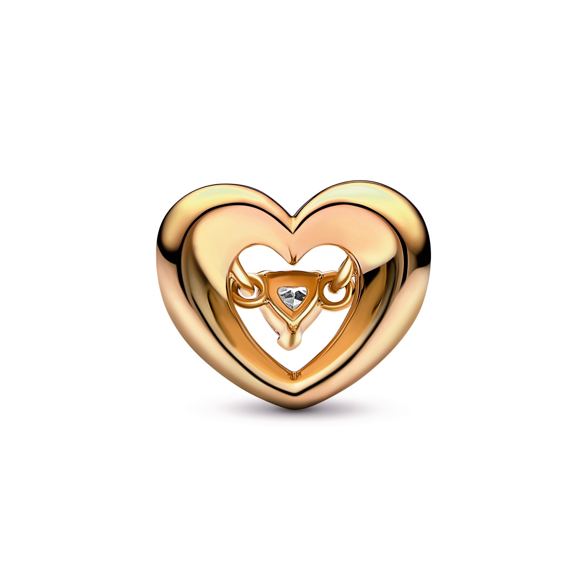 PANDORA Radiant Heart And Floating Stone Charm 14K Gold Plated Unique Metal Blend Charms Bracelet Charm Jewelry Gift