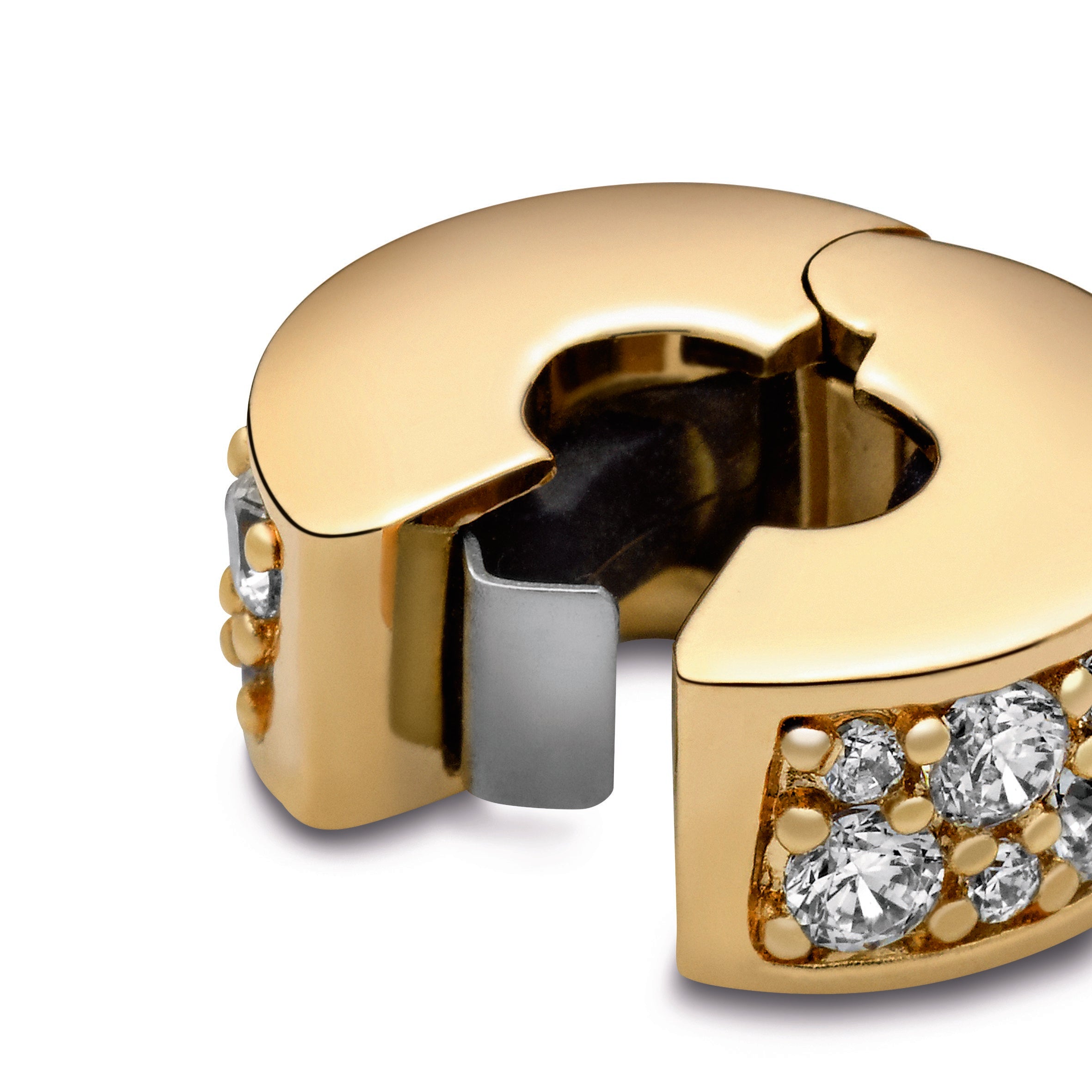 PANDORA Clear Pavé Clip Charm 14K Gold Plated Unique Metal Blend Charms Bracelet Charm Jewelry Gift