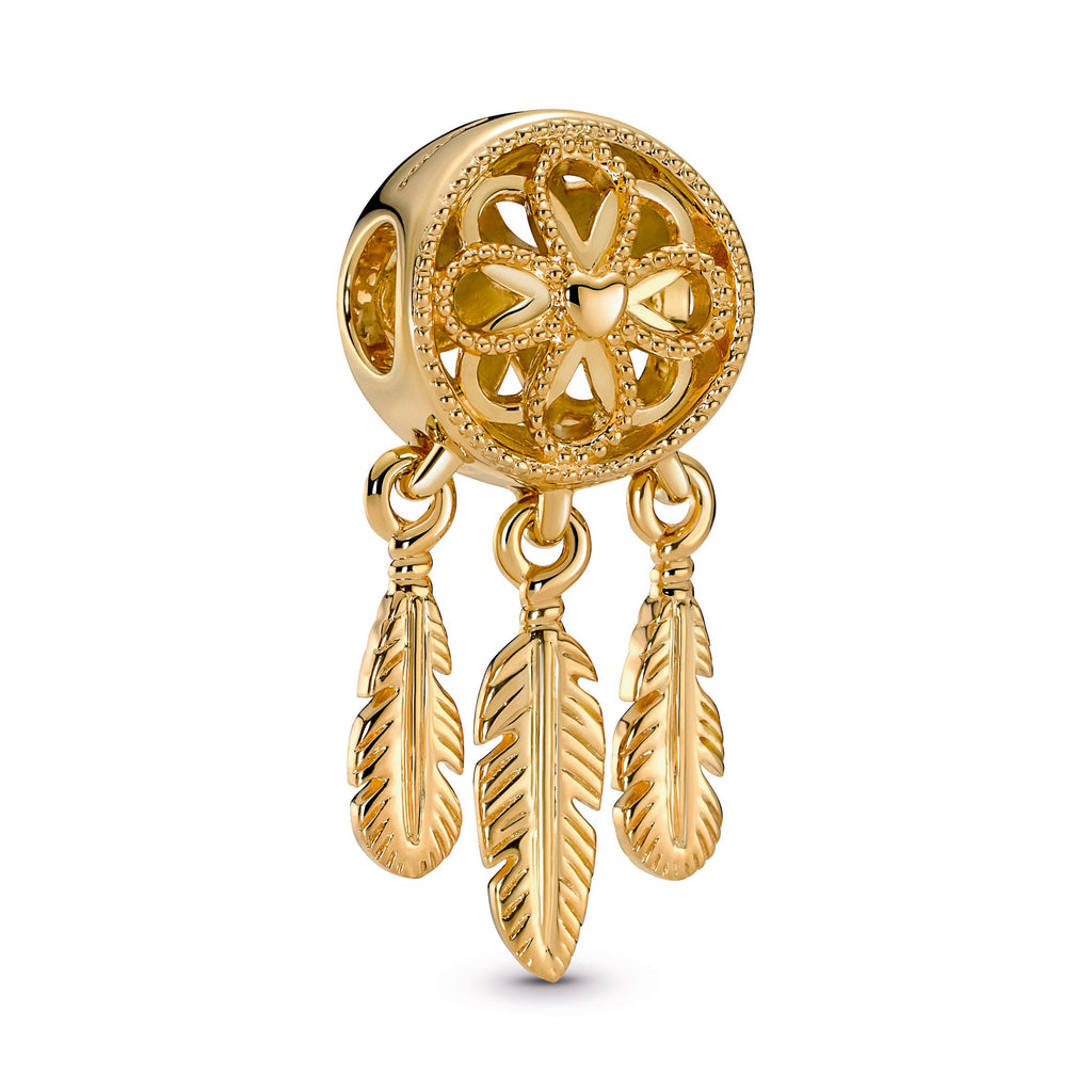 PANDORA Spiritual Dreamcatcher Charm 14K Gold Plated Unique Metal Blend Charms Bracelet Charm Jewelry Gift
