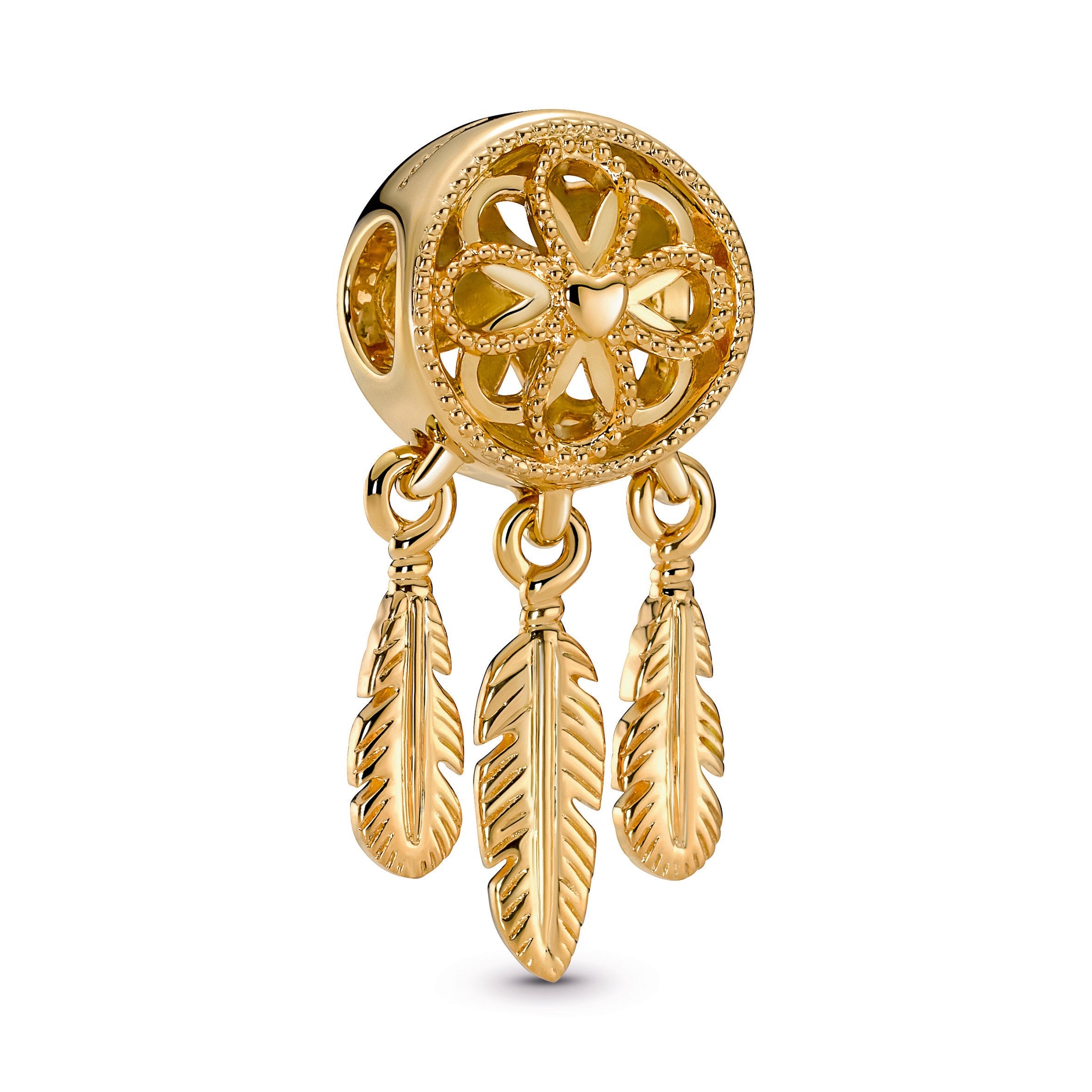 PANDORA Spiritual Dreamcatcher Charm 14K Gold Plated Unique Metal Blend Charms Bracelet Charm Jewelry Gift