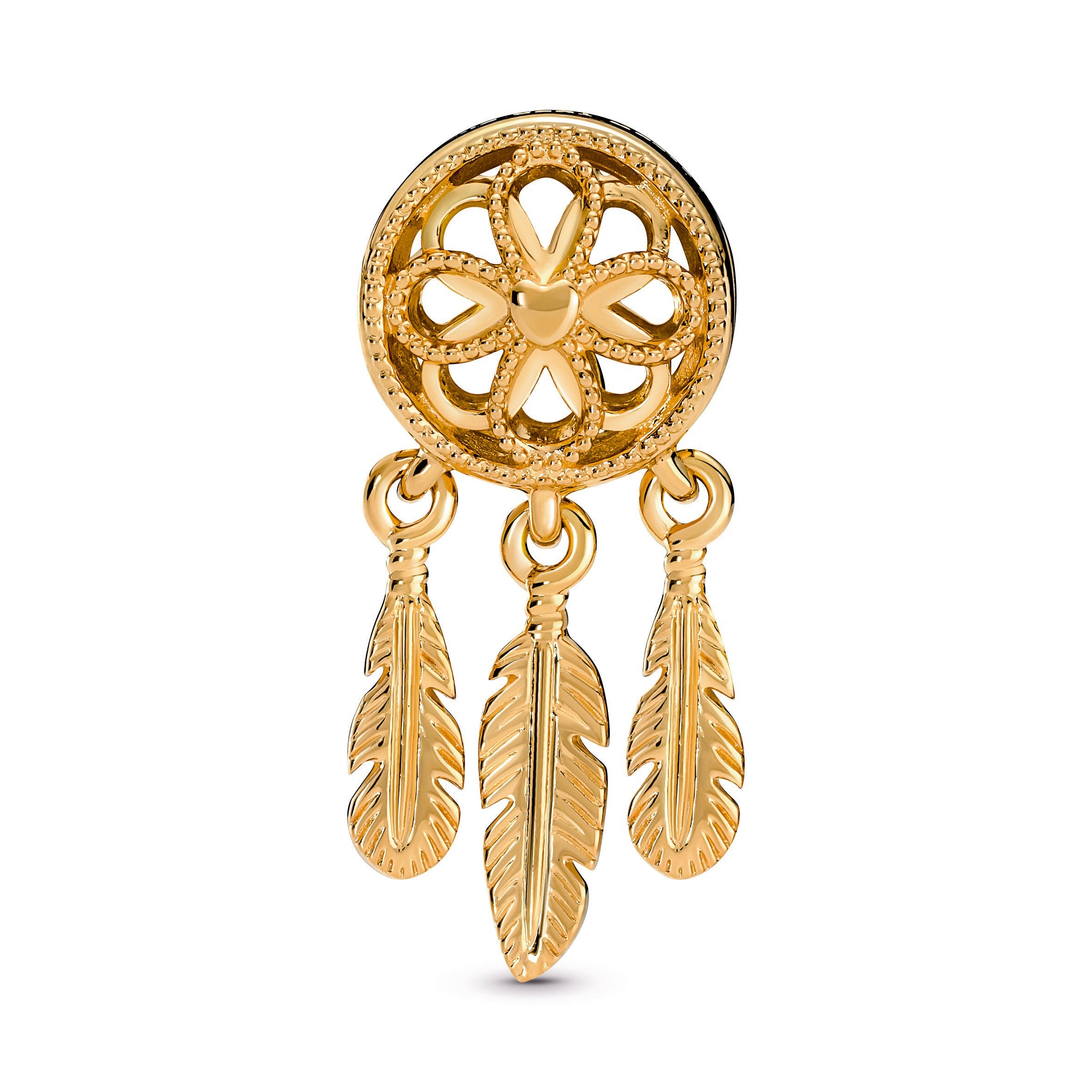 PANDORA Spiritual Dreamcatcher Charm 14K Gold Plated Unique Metal Blend Charms Bracelet Charm Jewelry Gift