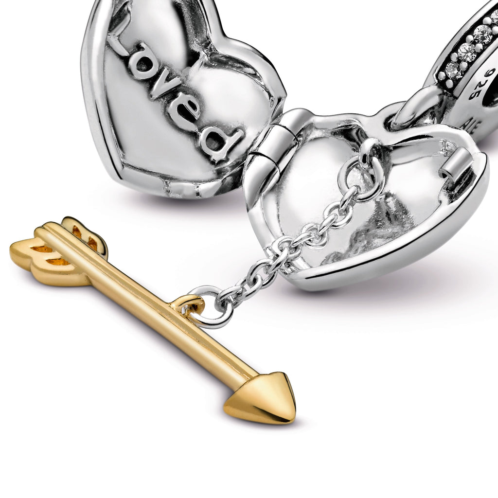 PANDORA Loved Heart And Arrow Dangle Charm 14K Gold Plated Unique Metal Blend Charms Bracelet Charm Jewelry Gift