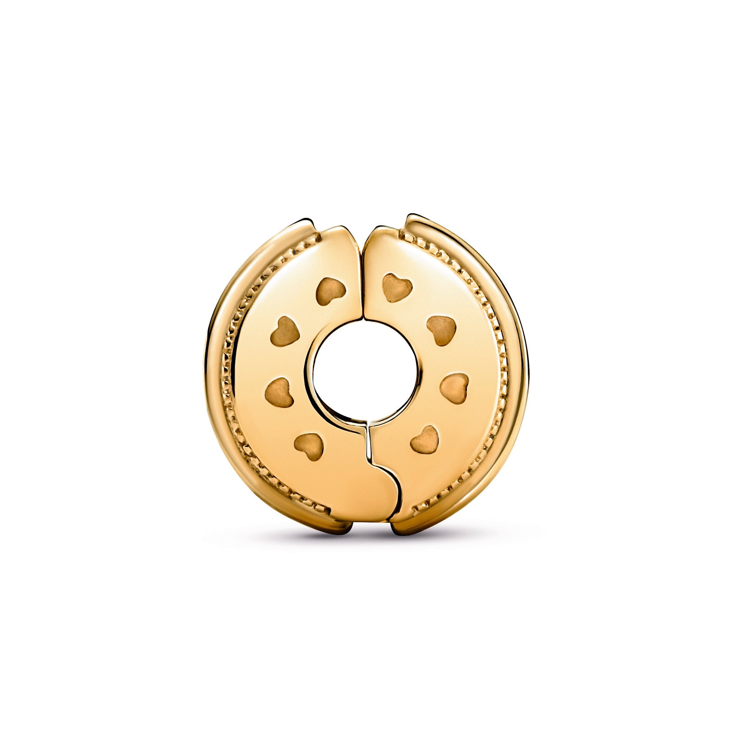 PANDORA Sparkling Pavé Lines And Logo Clip Charm 14K Gold Plated Unique Metal Blend Charms Bracelet Charm Jewelry Gift