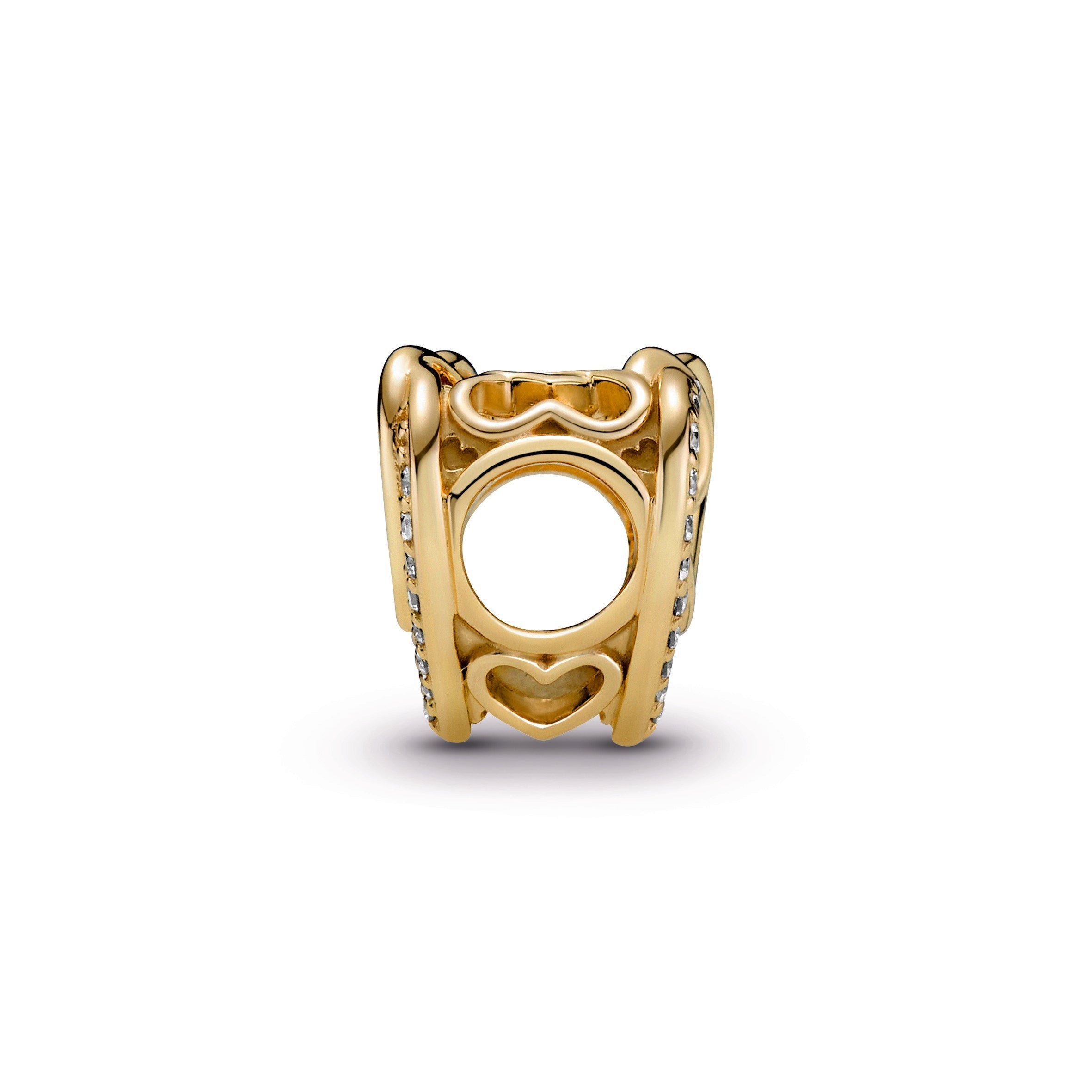 PANDORA Sparkling Entwined Hearts Charm 14K Gold Plated Unique Metal Blend Love Charms Bracelet Charm Jewelry Gift