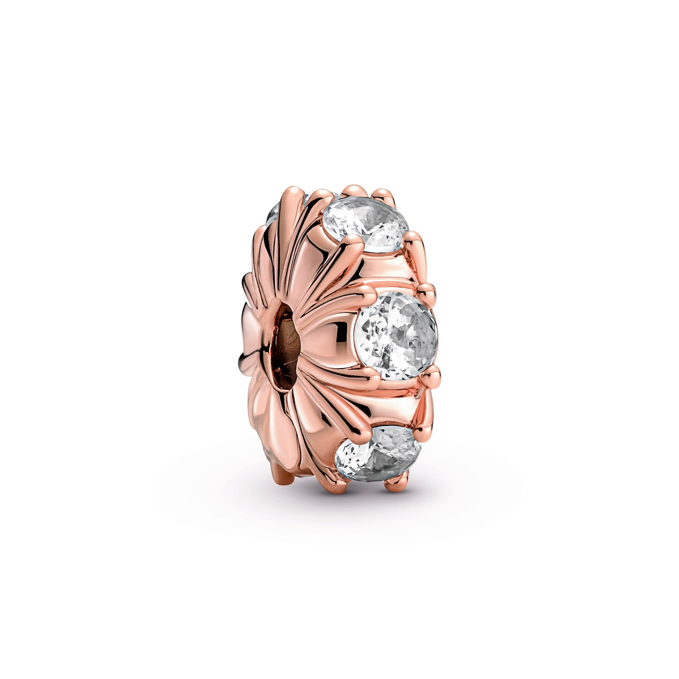 PANDORA Long Pronged Sparkling Clip Charm 14K Rose Gold Plated Unique Metal Blend Weddings Charms Bracelet Charm Jewelry Gift