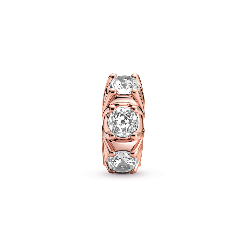 PANDORA Long Pronged Sparkling Clip Charm 14K Rose Gold Plated Unique Metal Blend Weddings Charms Bracelet Charm Jewelry Gift