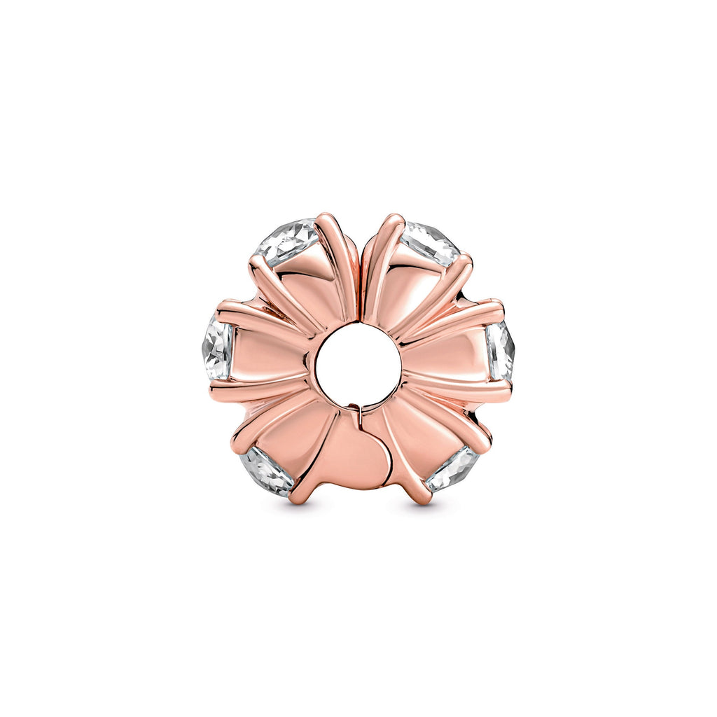 PANDORA Long Pronged Sparkling Clip Charm 14K Rose Gold Plated Unique Metal Blend Weddings Charms Bracelet Charm Jewelry Gift