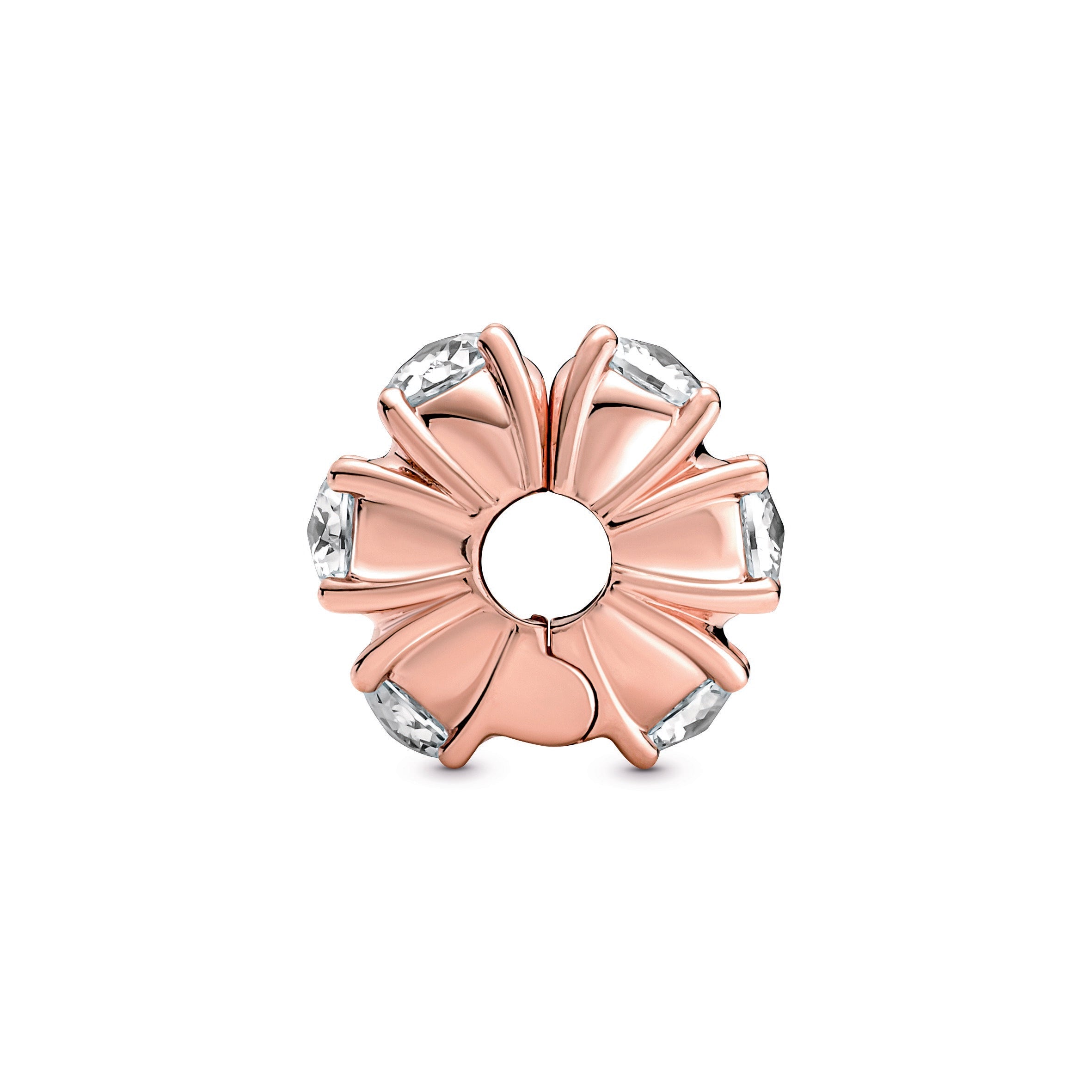 PANDORA Long Pronged Sparkling Clip Charm 14K Rose Gold Plated Unique Metal Blend Weddings Charms Bracelet Charm Jewelry Gift