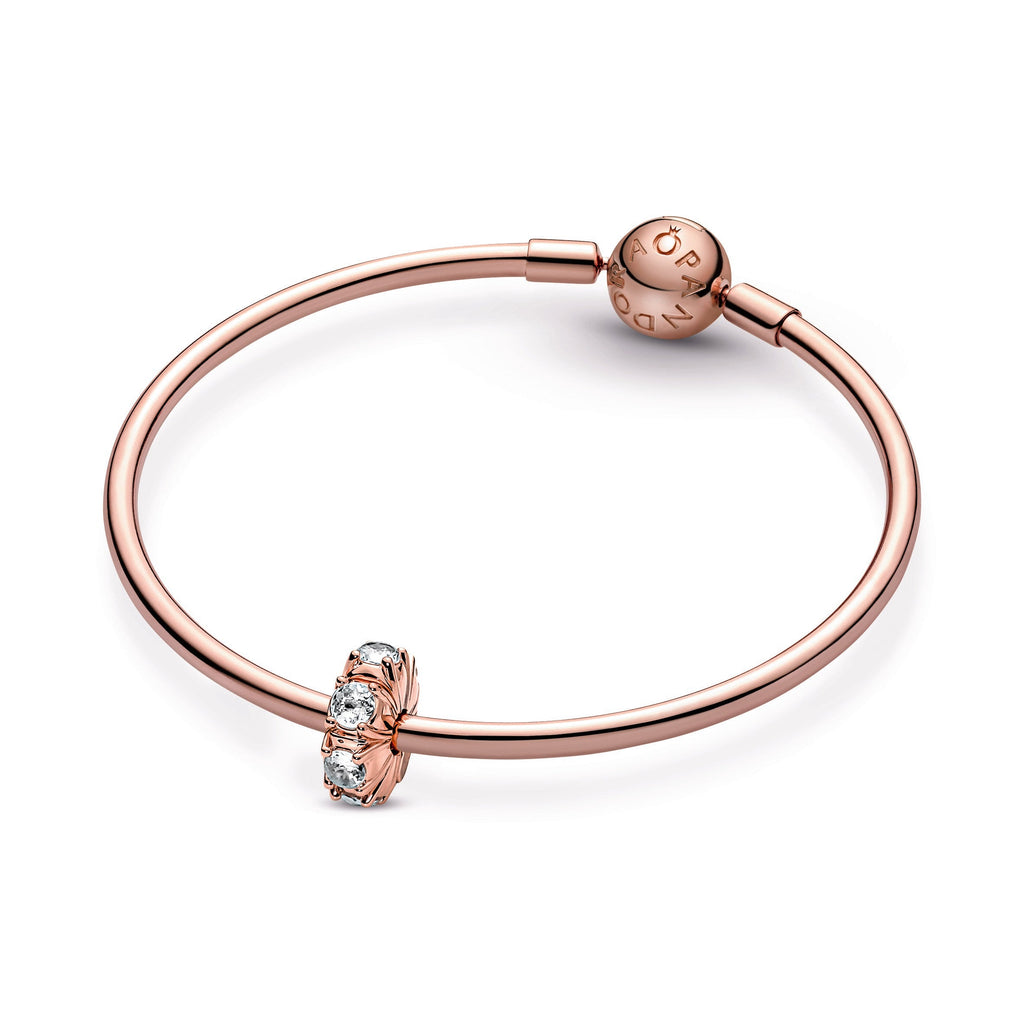 PANDORA Long Pronged Sparkling Clip Charm 14K Rose Gold Plated Unique Metal Blend Weddings Charms Bracelet Charm Jewelry Gift