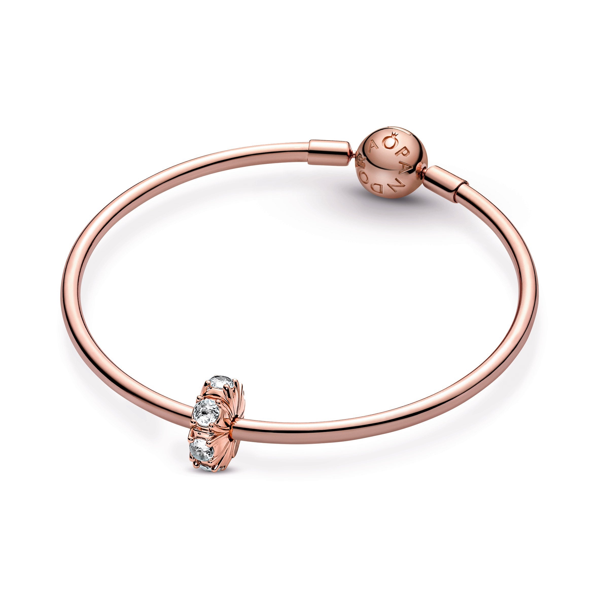 PANDORA Long Pronged Sparkling Clip Charm 14K Rose Gold Plated Unique Metal Blend Weddings Charms Bracelet Charm Jewelry Gift