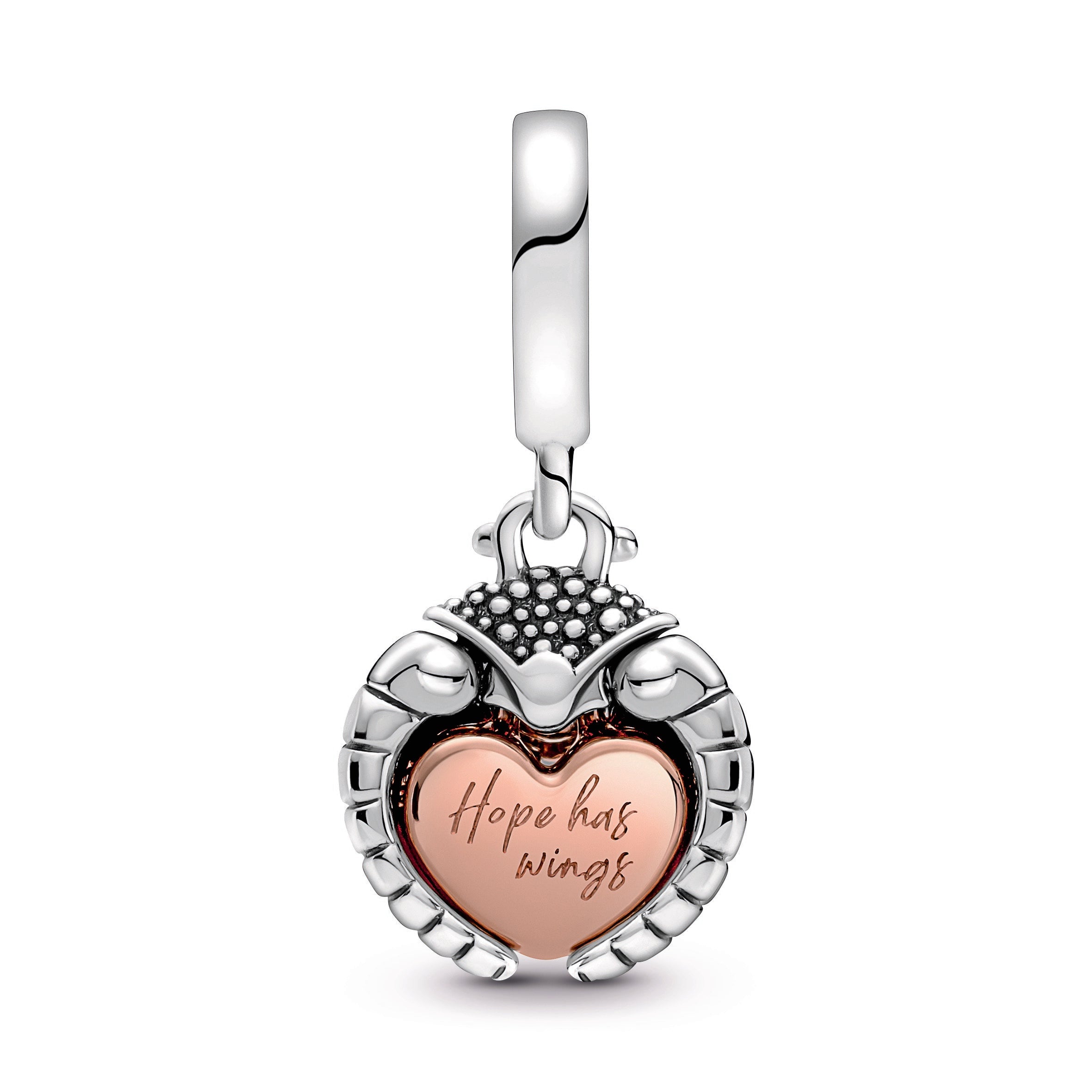 PANDORA Club 2022 Ladybird And Heart Dangle Charm 14K Rose Gold Plated Unique Metal Blend Charms Bracelet Charm Jewelry Gift