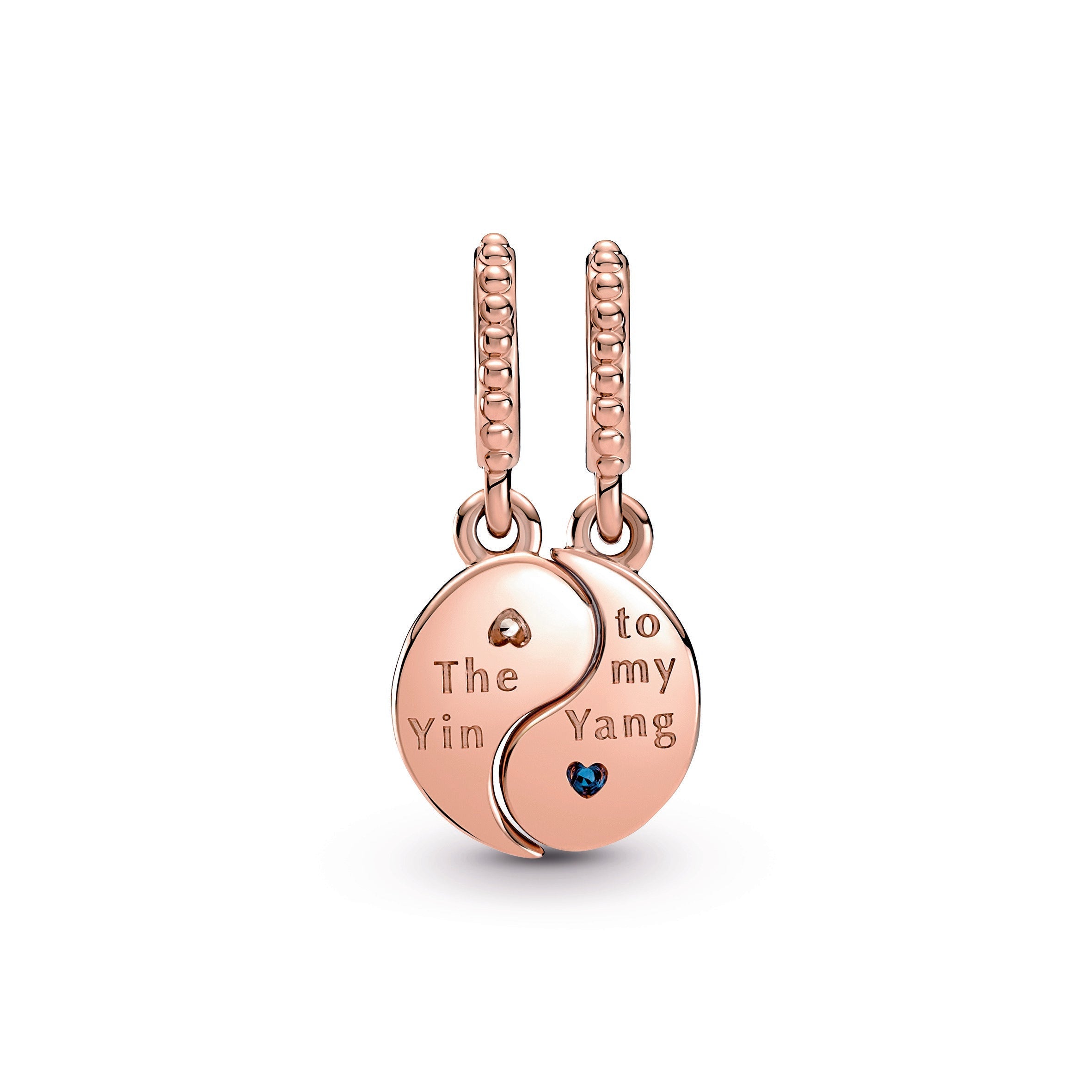 PANDORA Splittable Yin And Yang Sparkling Dangle Charm 14K Rose Gold Plated Unique Metal Blend Charms Bracelet Charm Jewelry Gift