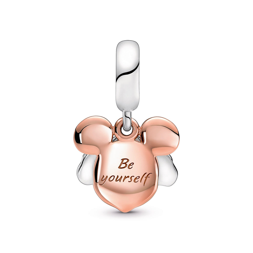 PANDORA Disney Mickey Mouse Double Dangle Charm 14K Rose Gold Plated Unique Metal Blend Charms Bracelet Charm Jewelry Gift