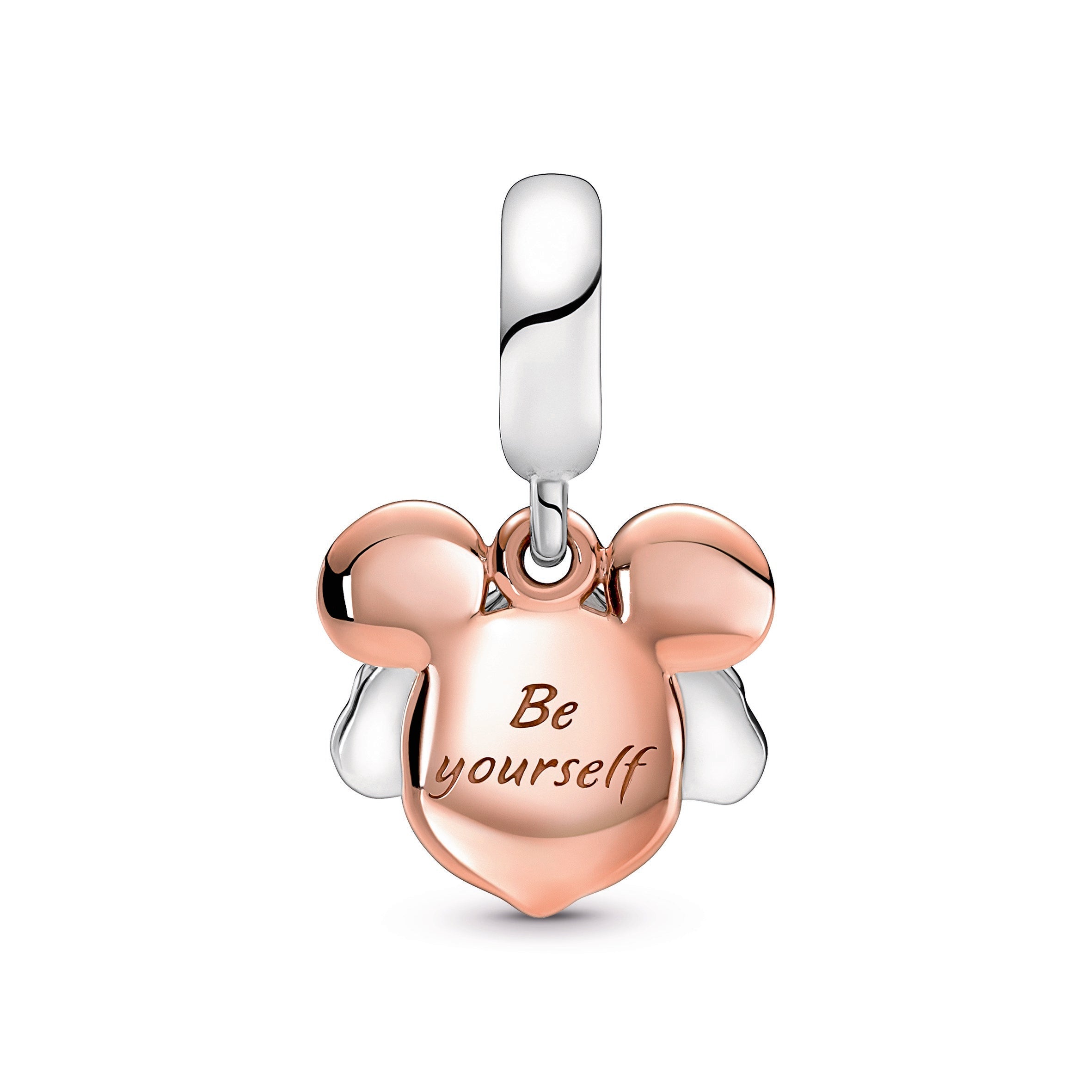 PANDORA Disney Mickey Mouse Double Dangle Charm 14K Rose Gold Plated Unique Metal Blend Charms Bracelet Charm Jewelry Gift