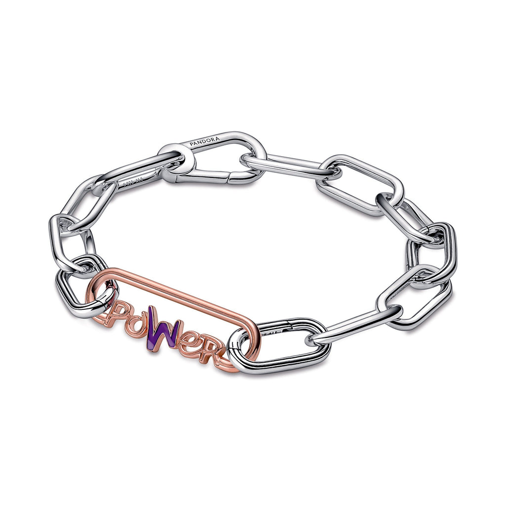 PANDORA ME Styling Power Word Link 14K Rose Gold Plated Unique Metal Blend Jewelry Fashion Jewelry Gift For Women