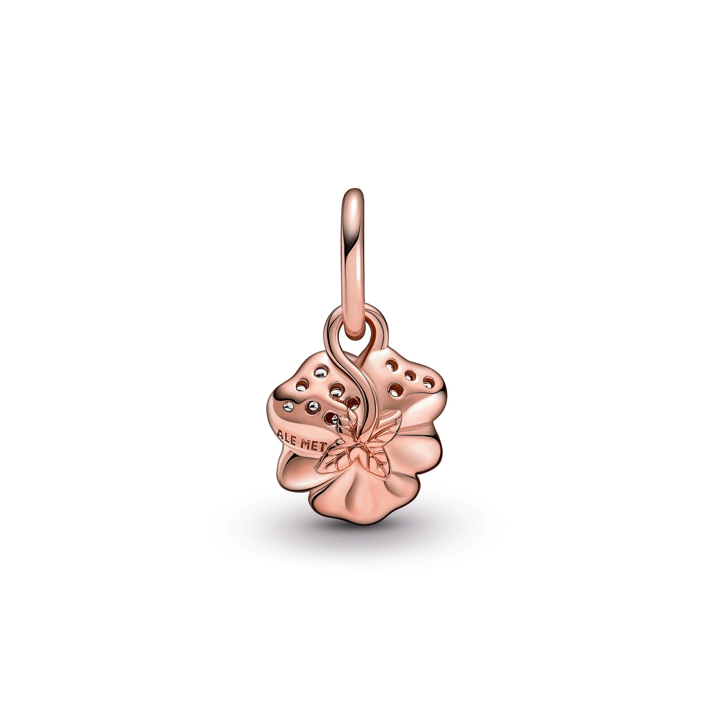 PANDORA Deep Purple Pansy Flower Dangle Charm 14K Rose Gold Plated Unique Metal Blend Charms Bracelet Charm Jewelry Gift