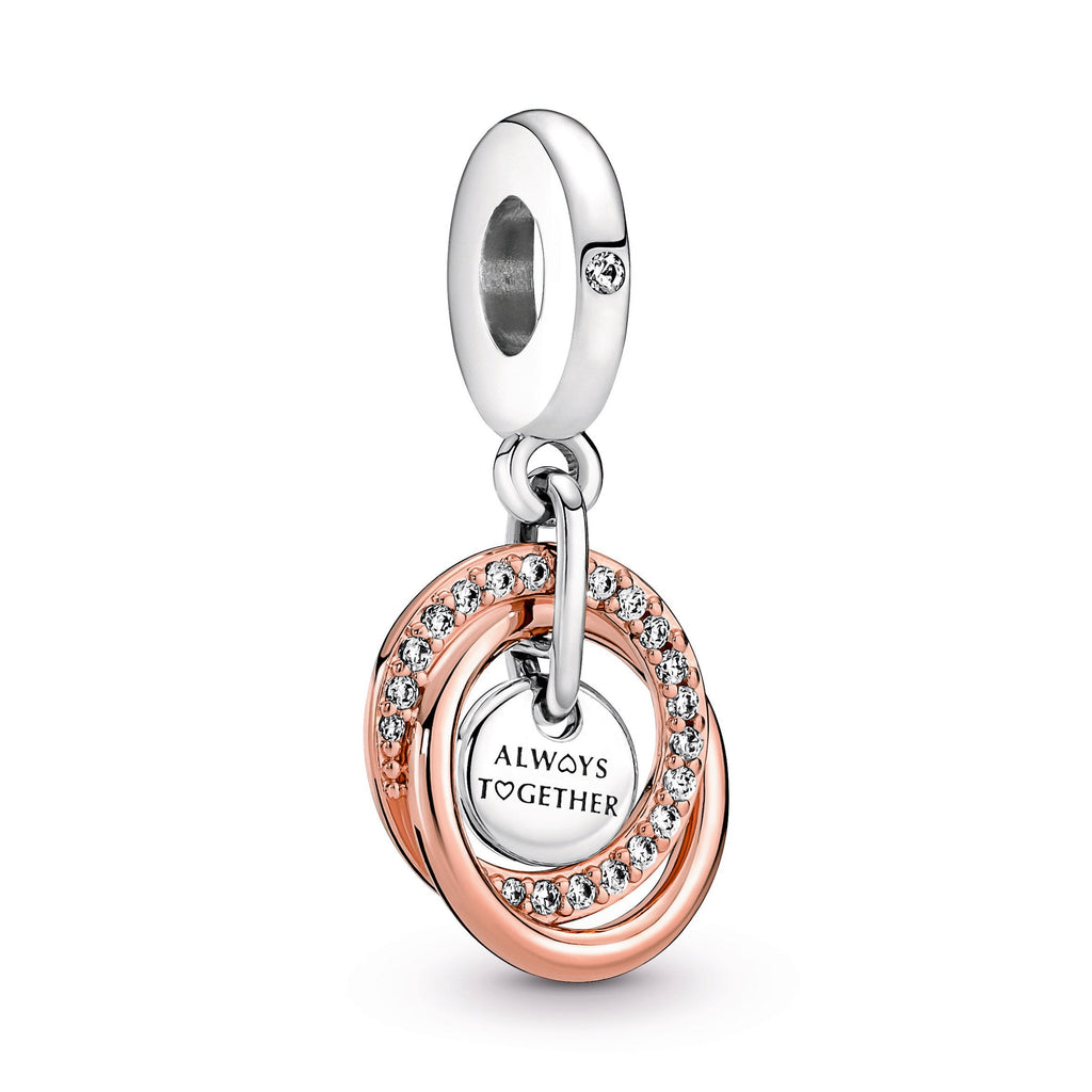 PANDORA Family Always Encircled Dangle Charm 14K Rose Gold Plated Unique Metal Blend Charms Bracelet Charm Jewelry Gift