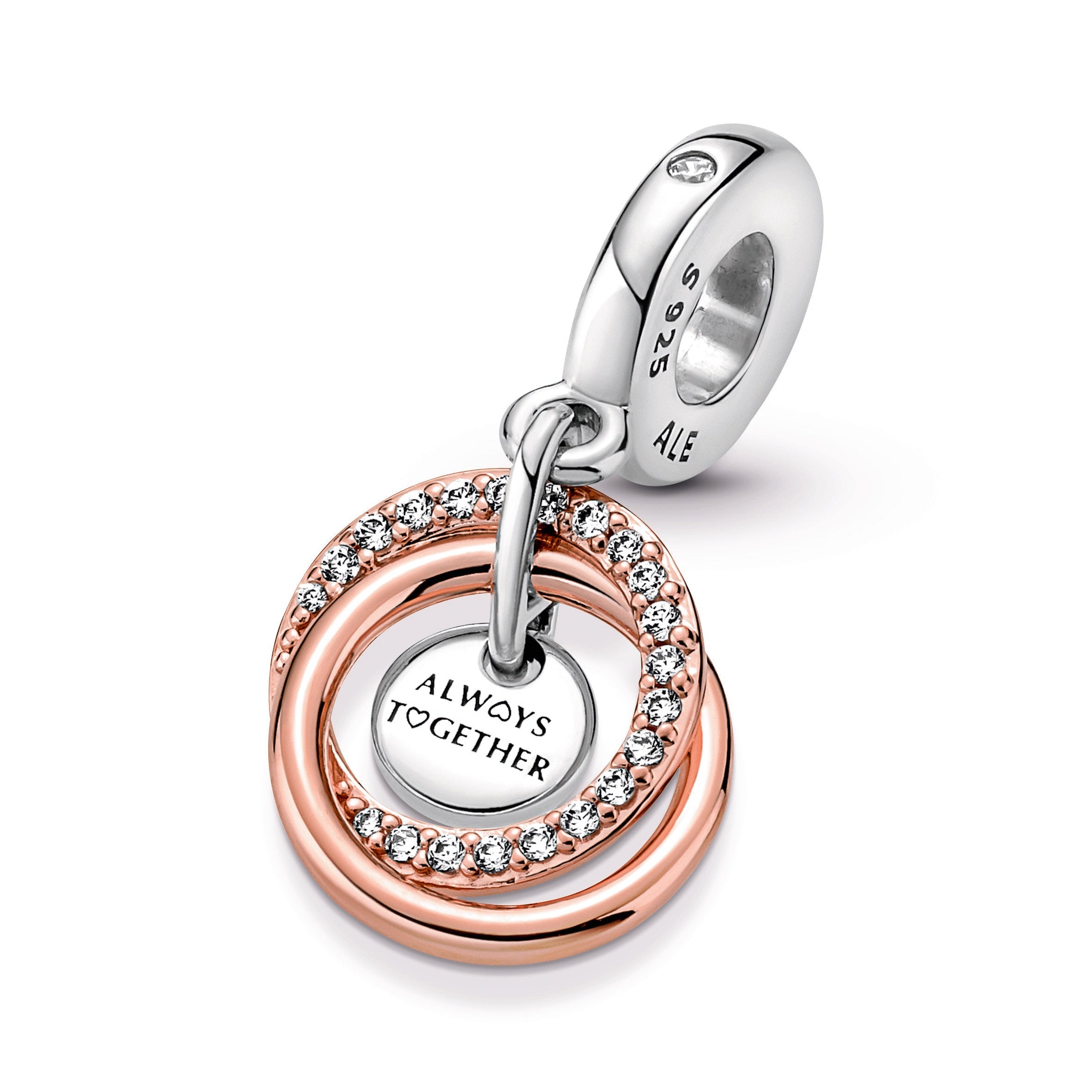 PANDORA Family Always Encircled Dangle Charm 14K Rose Gold Plated Unique Metal Blend Charms Bracelet Charm Jewelry Gift
