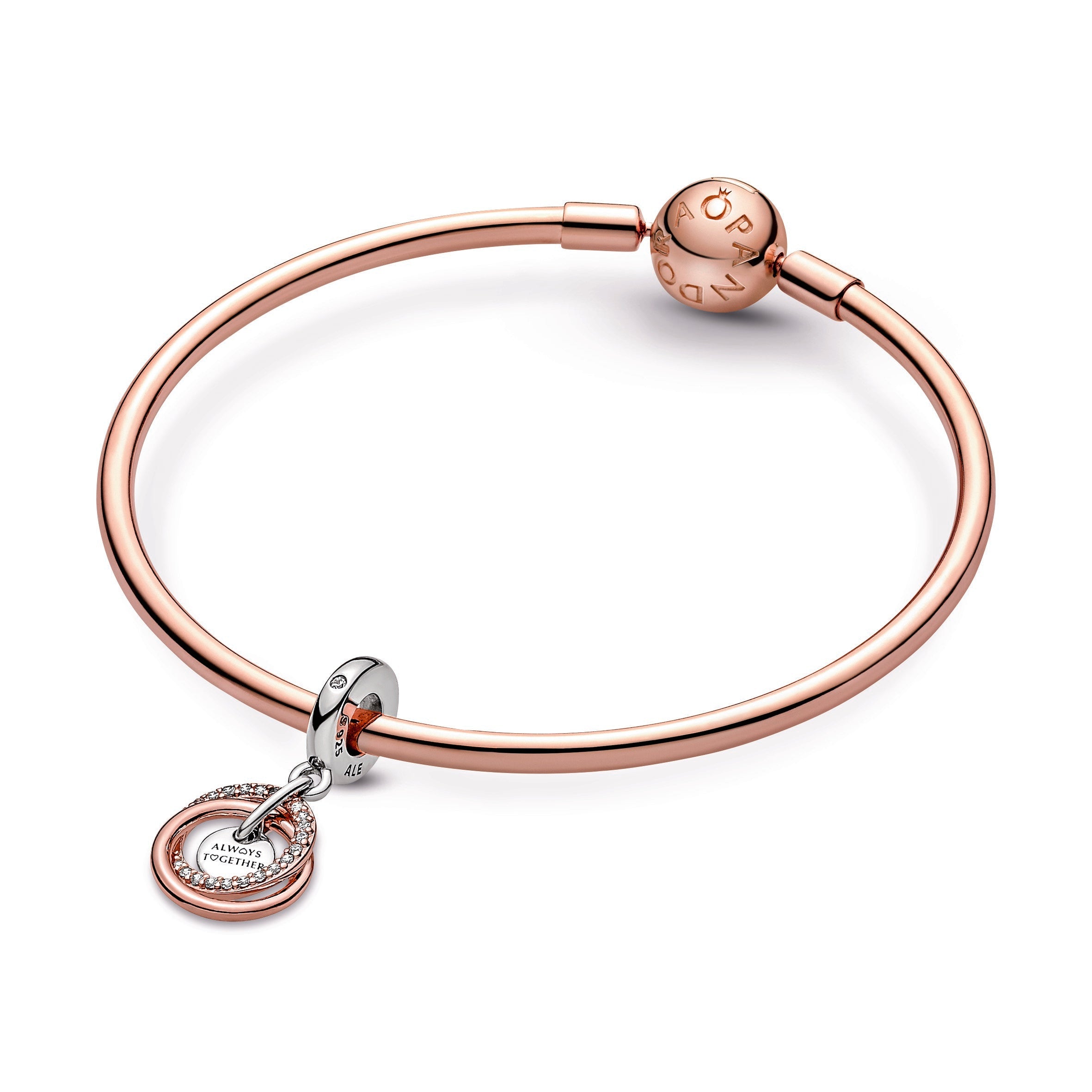 PANDORA Family Always Encircled Dangle Charm 14K Rose Gold Plated Unique Metal Blend Charms Bracelet Charm Jewelry Gift