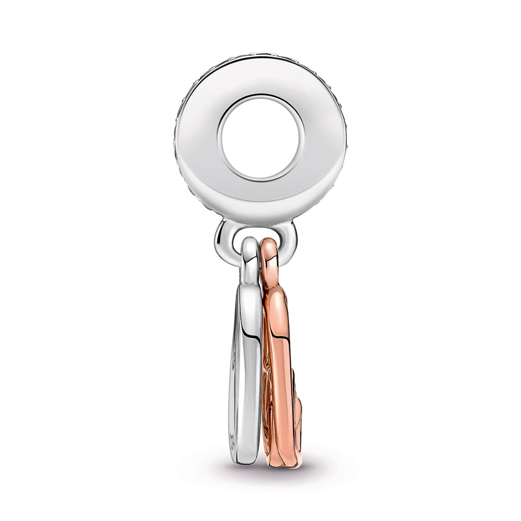 PANDORA Entwined Infinite Hearts Double Dangle Charm 14K Rose Gold Plated Unique Metal Blend Charms Bracelet Charm Jewelry Gift
