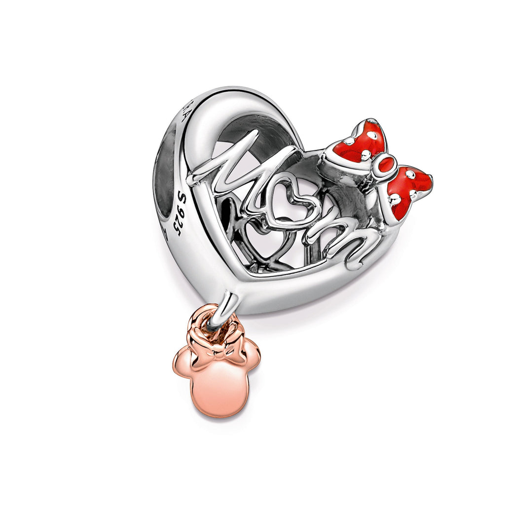 PANDORA Disney Minnie Mouse Mum Heart Charm 14K Rose Gold Plated Unique Metal Blend Charms Bracelet Charm Jewelry Gift