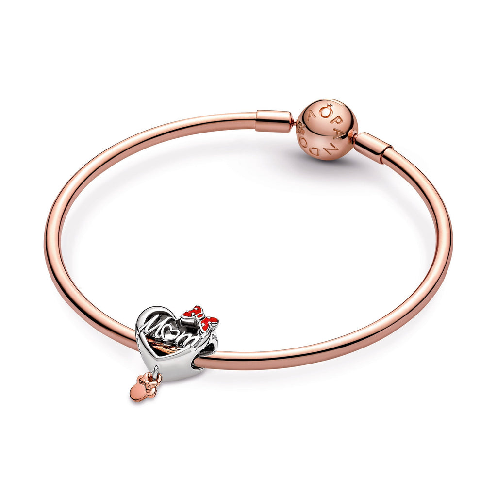 PANDORA Disney Minnie Mouse Mum Heart Charm 14K Rose Gold Plated Unique Metal Blend Charms Bracelet Charm Jewelry Gift