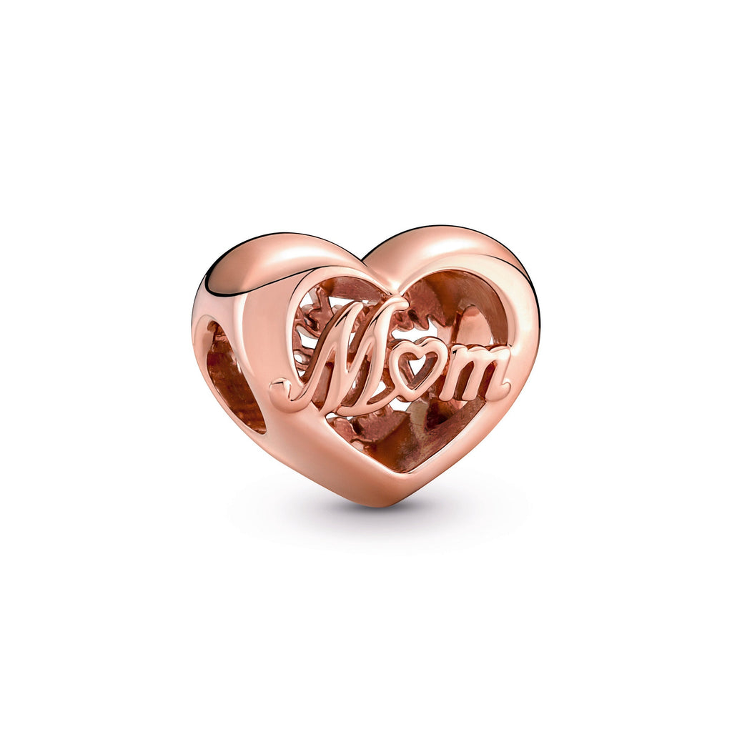 PANDORA Thank You Mum Heart Charm 14K Rose Gold Plated Unique Metal Blend Charms Bracelet Charm Jewelry Gift
