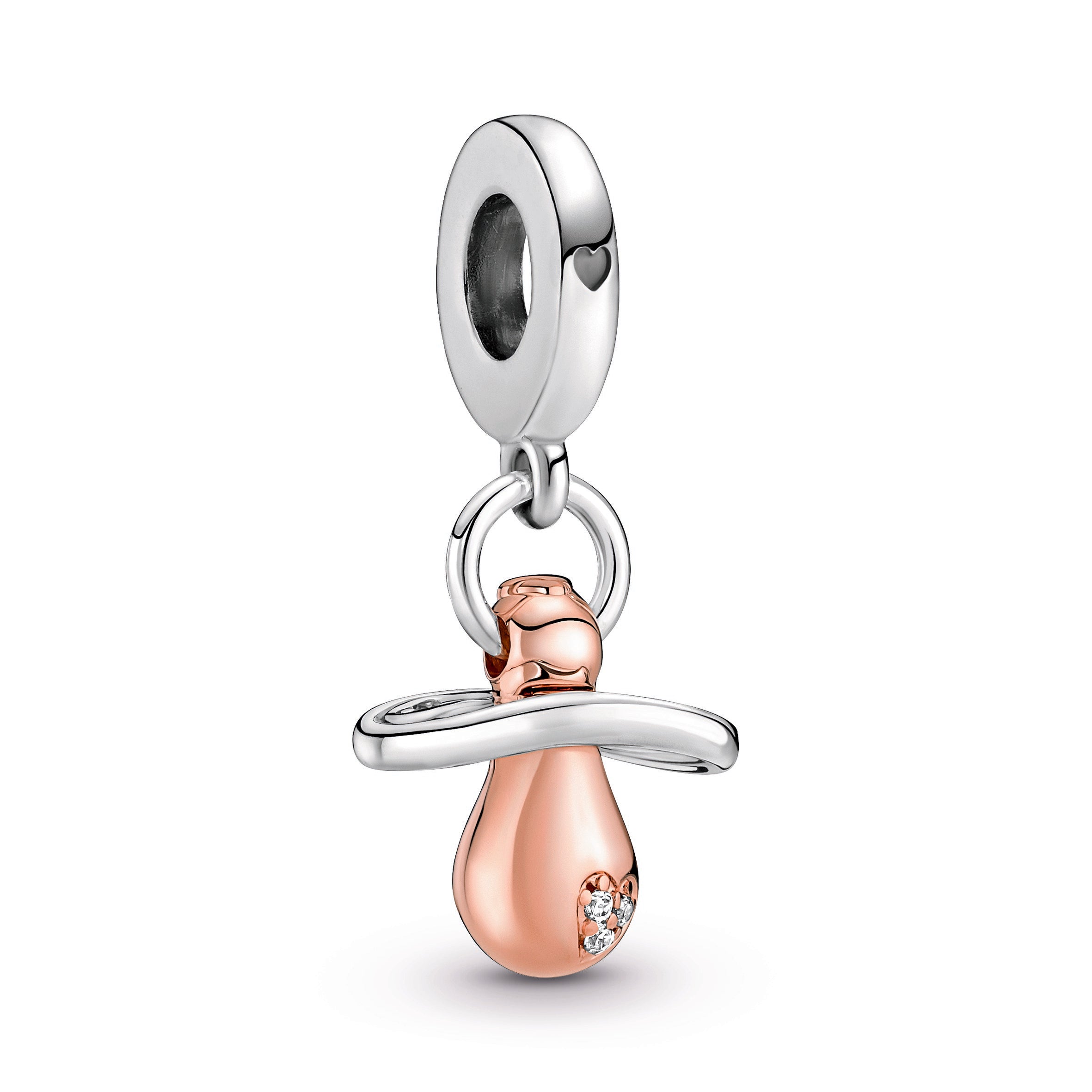 PANDORA Baby Pacifier Dangle Charm 14K Rose Gold Plated Unique Metal Blend Occasions Charms Bracelet Charm Jewelry Gift