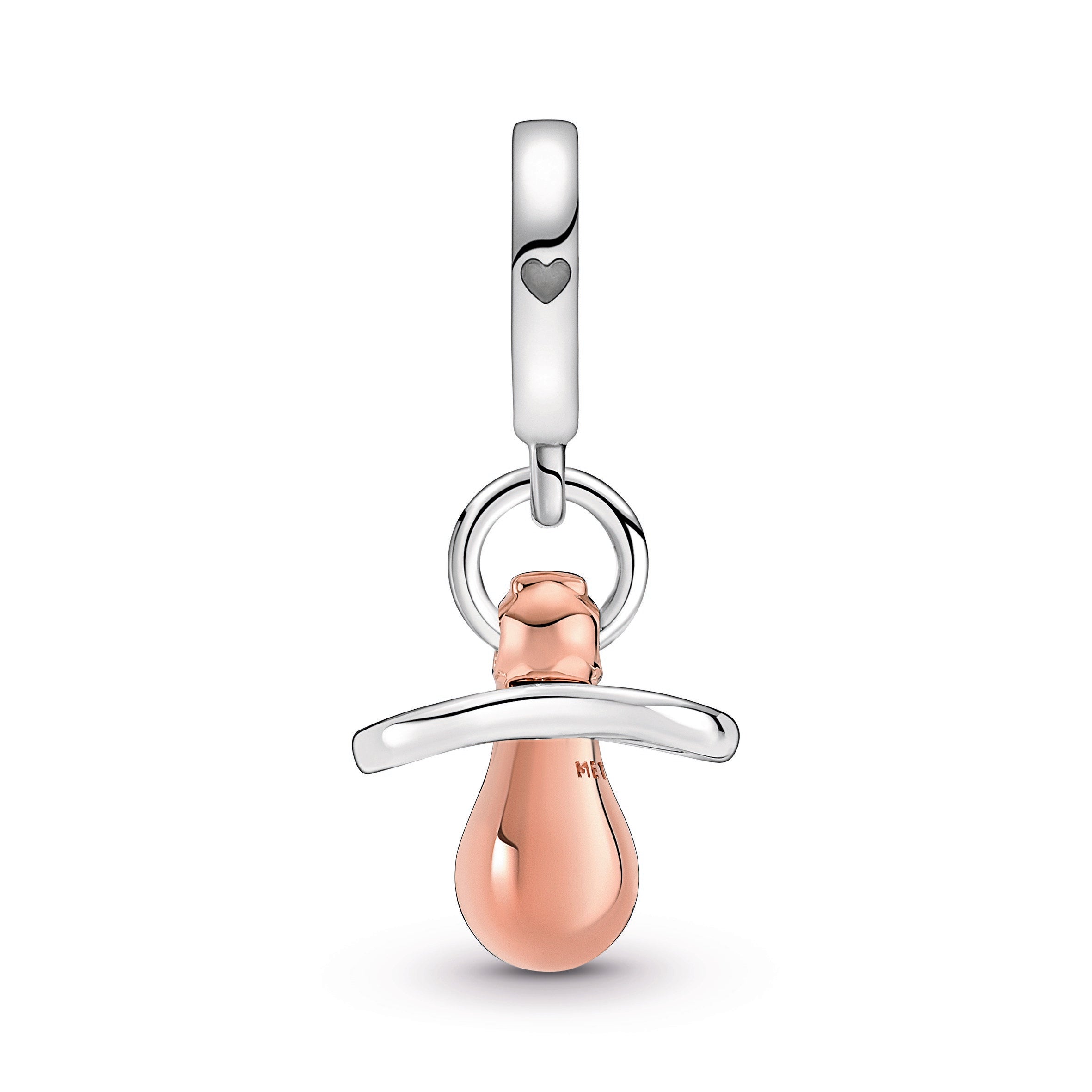 PANDORA Baby Pacifier Dangle Charm 14K Rose Gold Plated Unique Metal Blend Occasions Charms Bracelet Charm Jewelry Gift