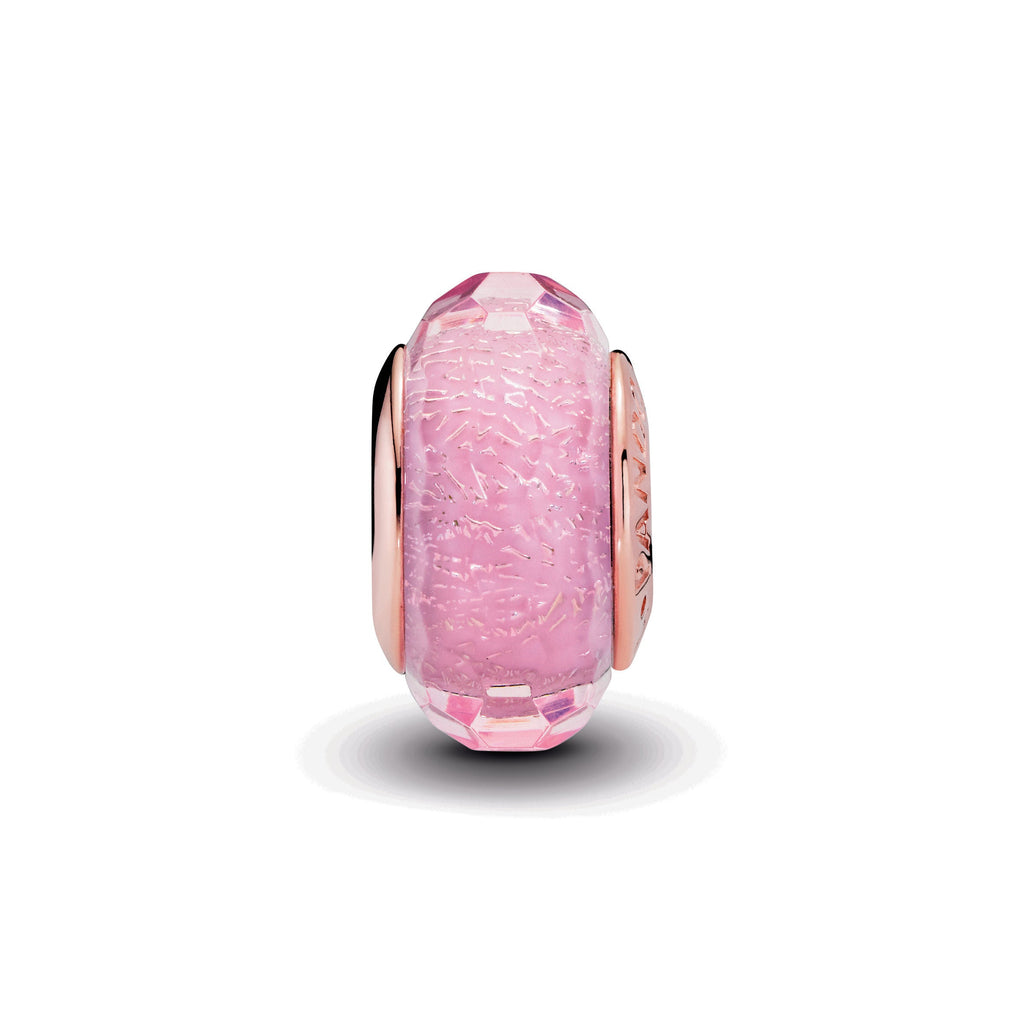 PANDORA Faceted Pink Murano Glass Charm 14K Rose Gold Plated Unique Metal Blend Charms Bracelet Charm Jewelry Gift